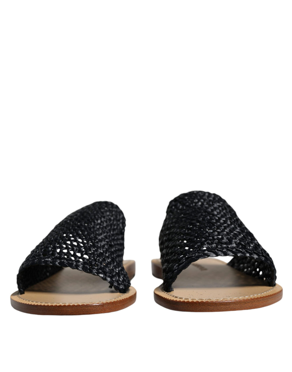 Chaussures plates en raphia tressé noir monochrome Dolce & Gabbana