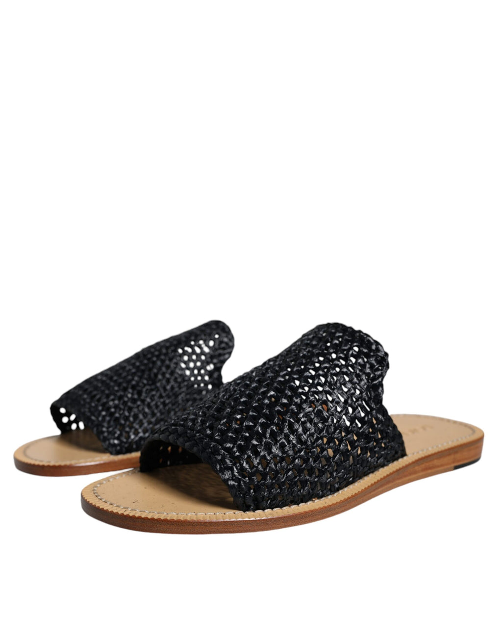 Chaussures plates en raphia tressé noir monochrome Dolce & Gabbana