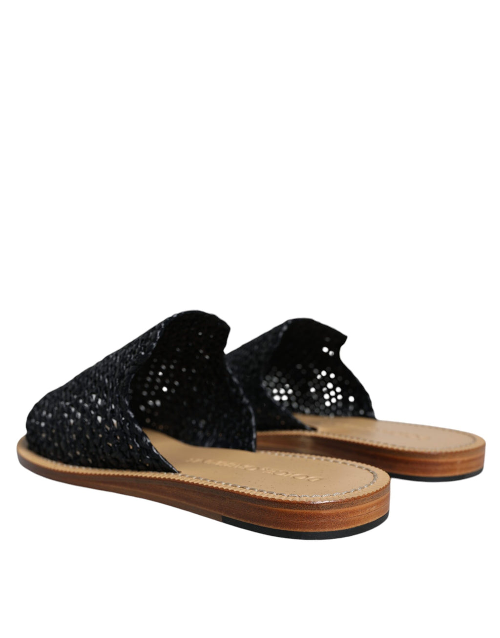 Chaussures plates en raphia tressé noir monochrome Dolce & Gabbana