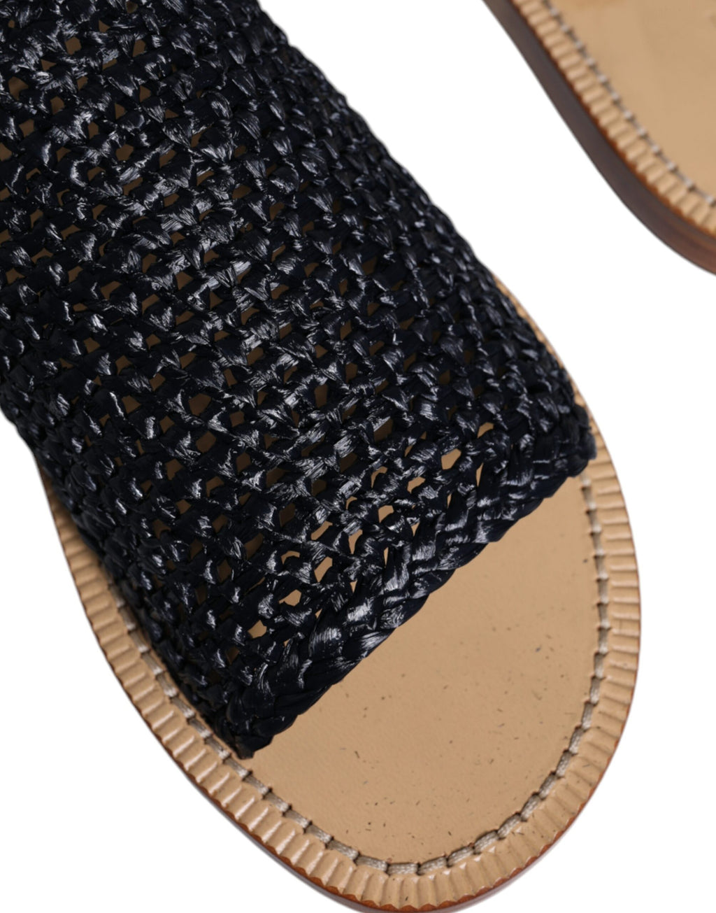 Chaussures plates en raphia tressé noir monochrome Dolce & Gabbana