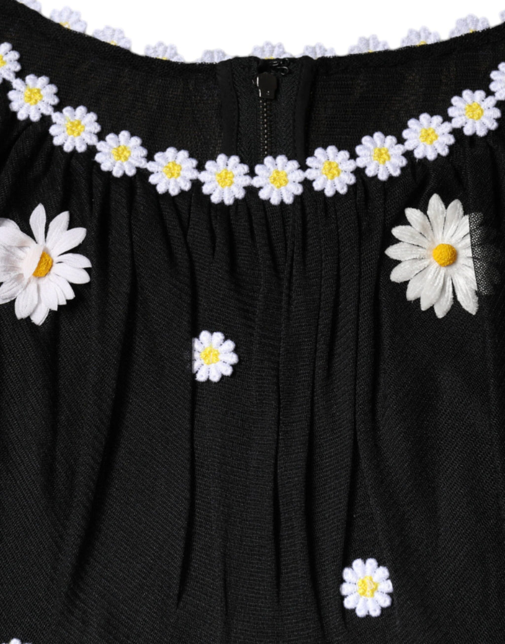 Robe longue trapèze Dolce & Gabbana en soie noire imprimé marguerites
