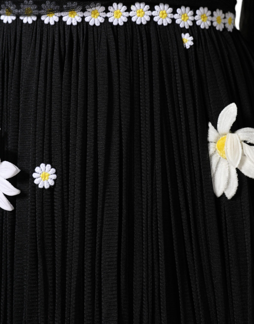 Robe longue trapèze Dolce & Gabbana en soie noire imprimé marguerites
