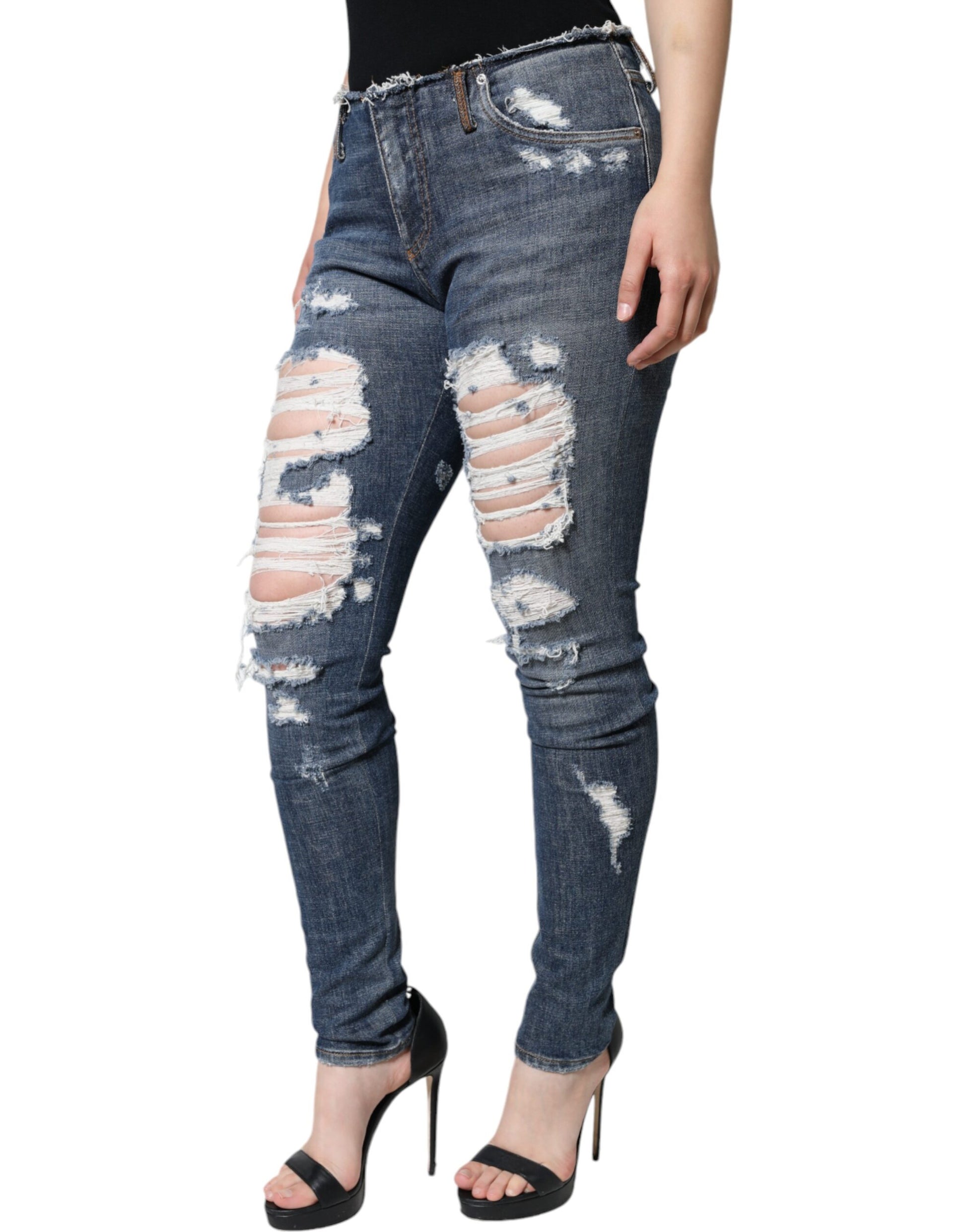 Dolce & Gabbana White Skinny Jeans for Women detail view
