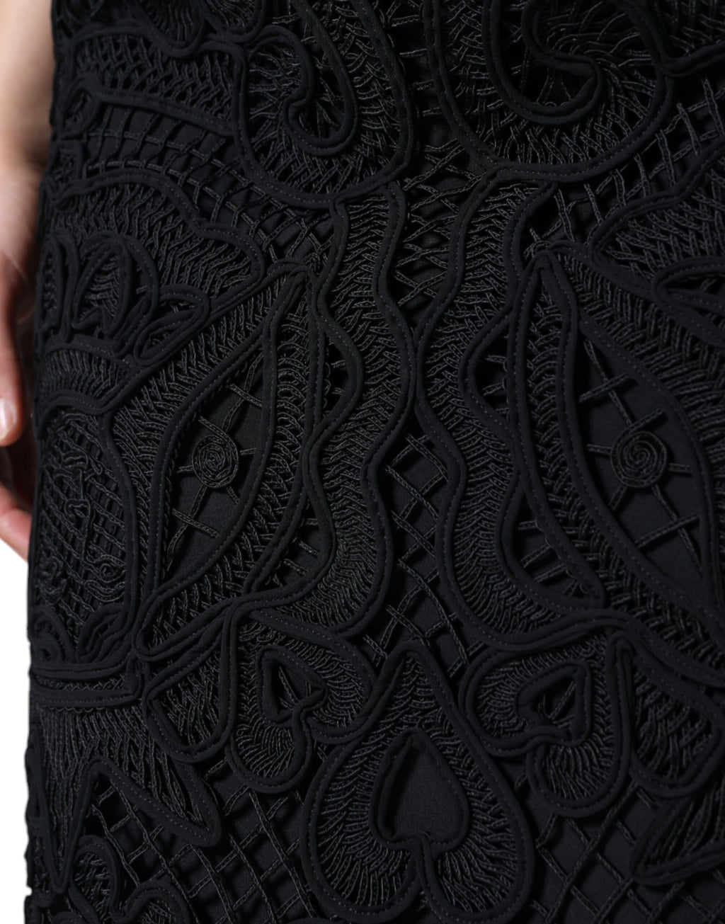 Jupe crayon taille haute Dolce & Gabbana en dentelle florale noire