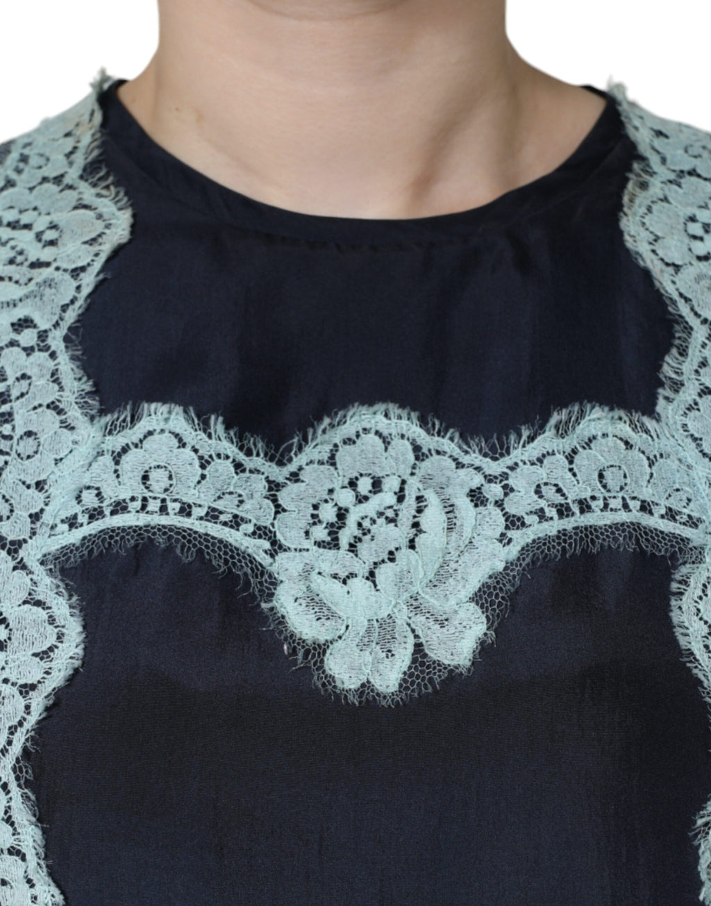 Débardeur en soie sans manches à dentelle florale bleue Dolce & Gabbana
