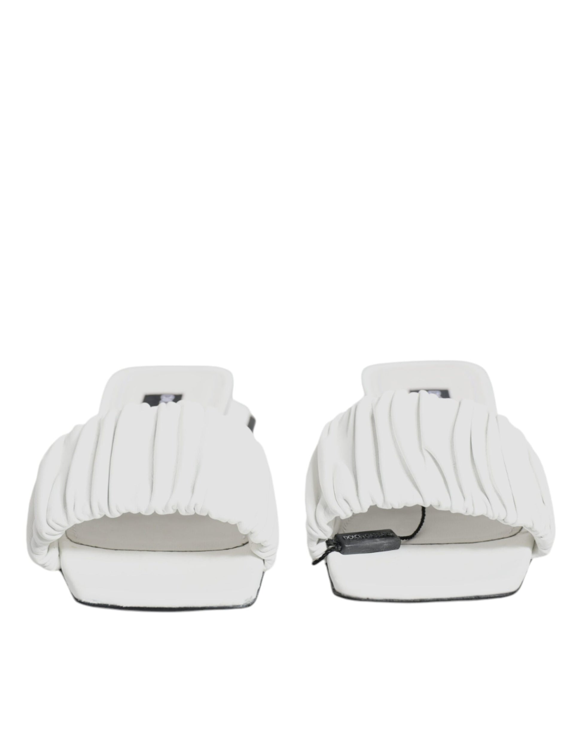 Dolce & Gabbana Sandales plates en cuir blanc