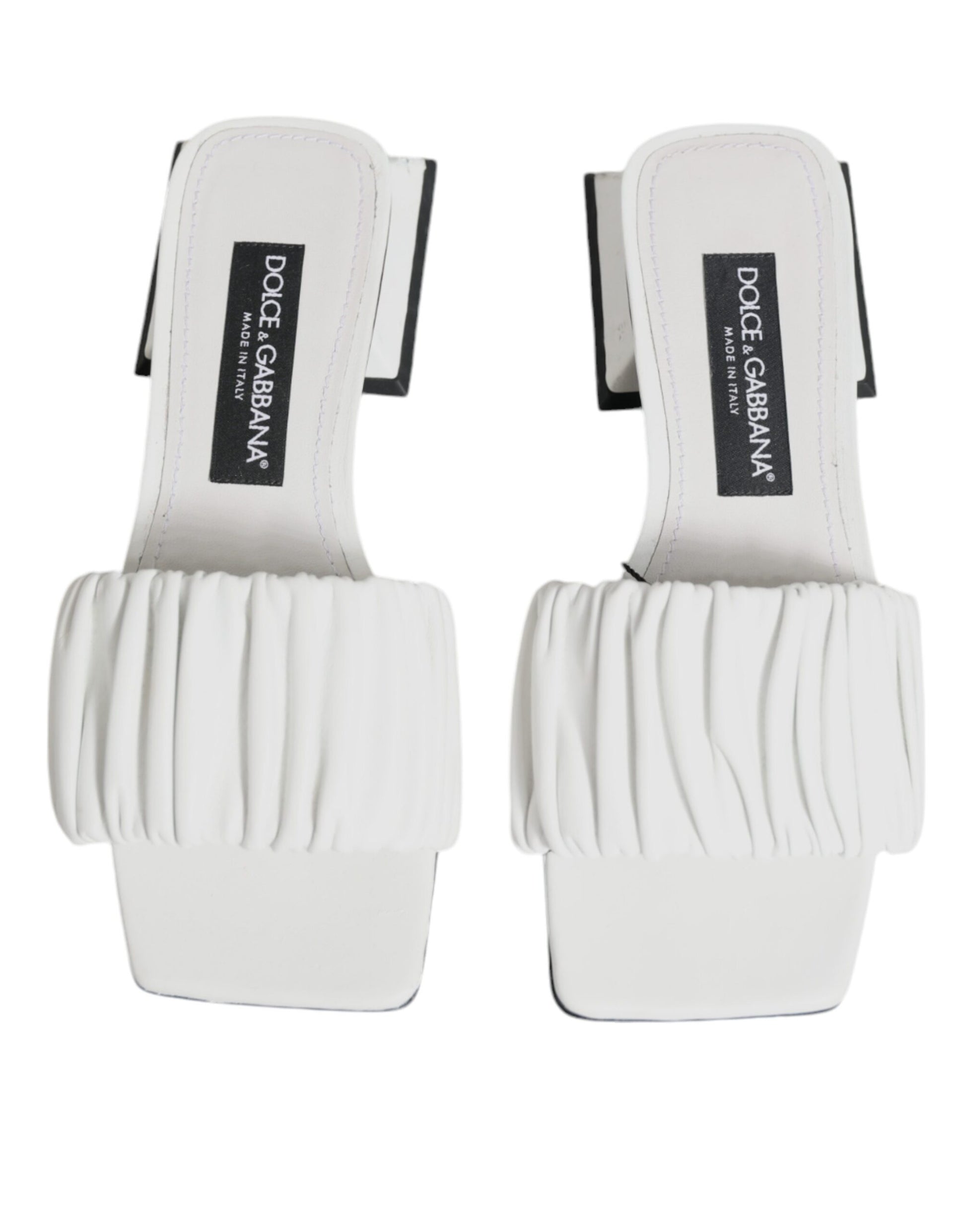 Dolce & Gabbana Sandales plates en cuir blanc