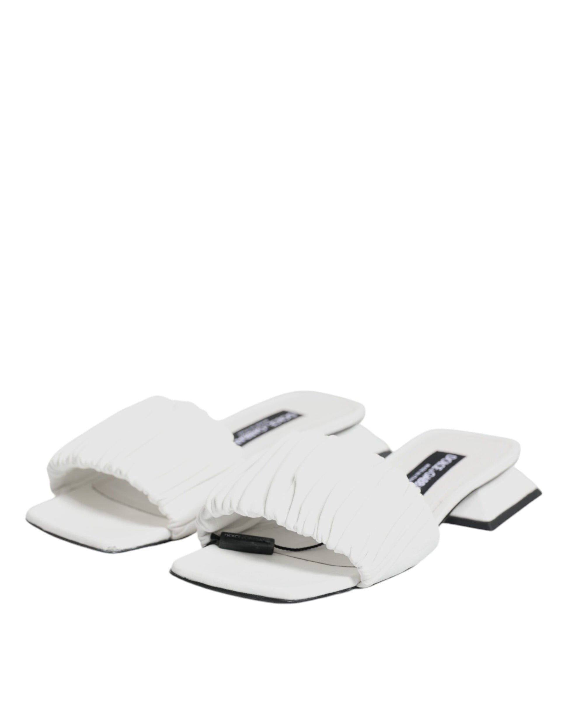 Dolce & Gabbana Sandales plates en cuir blanc
