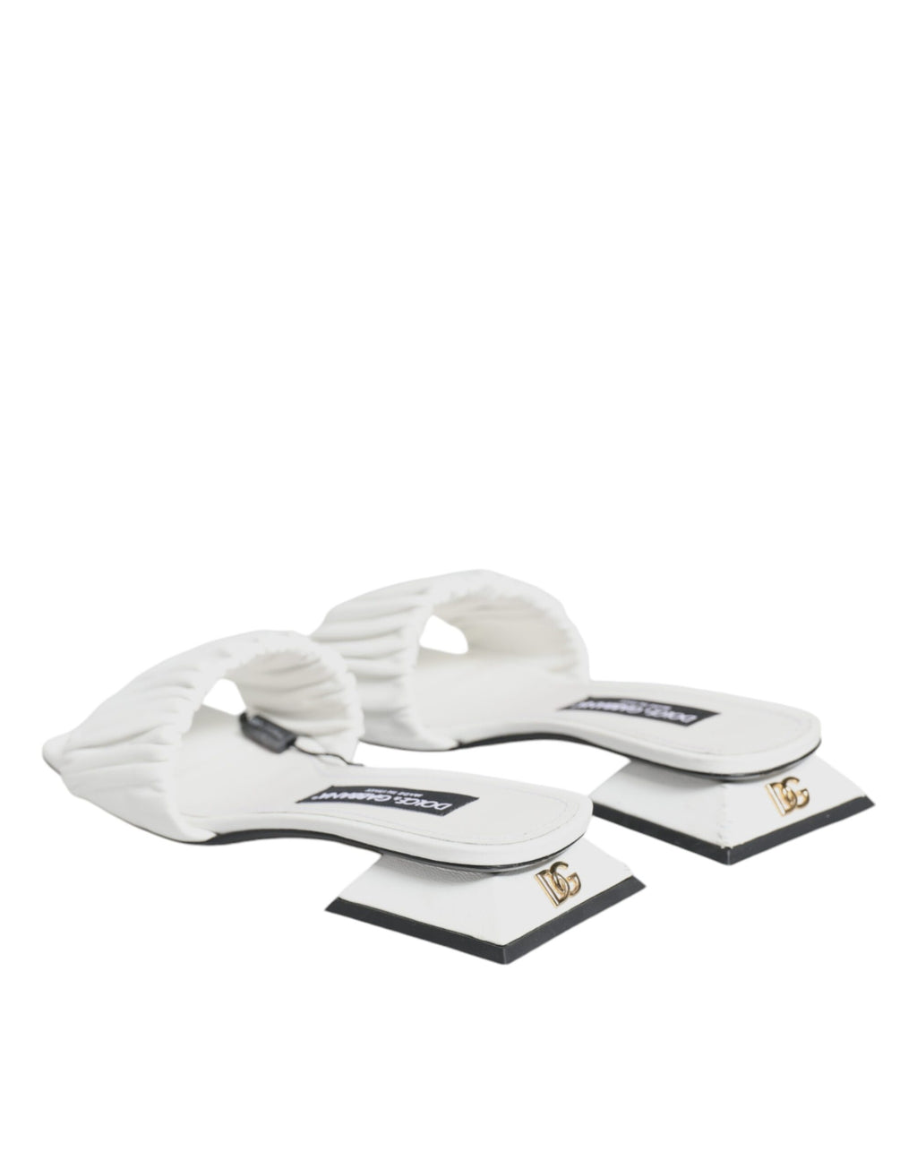 Dolce & Gabbana Sandales plates en cuir blanc