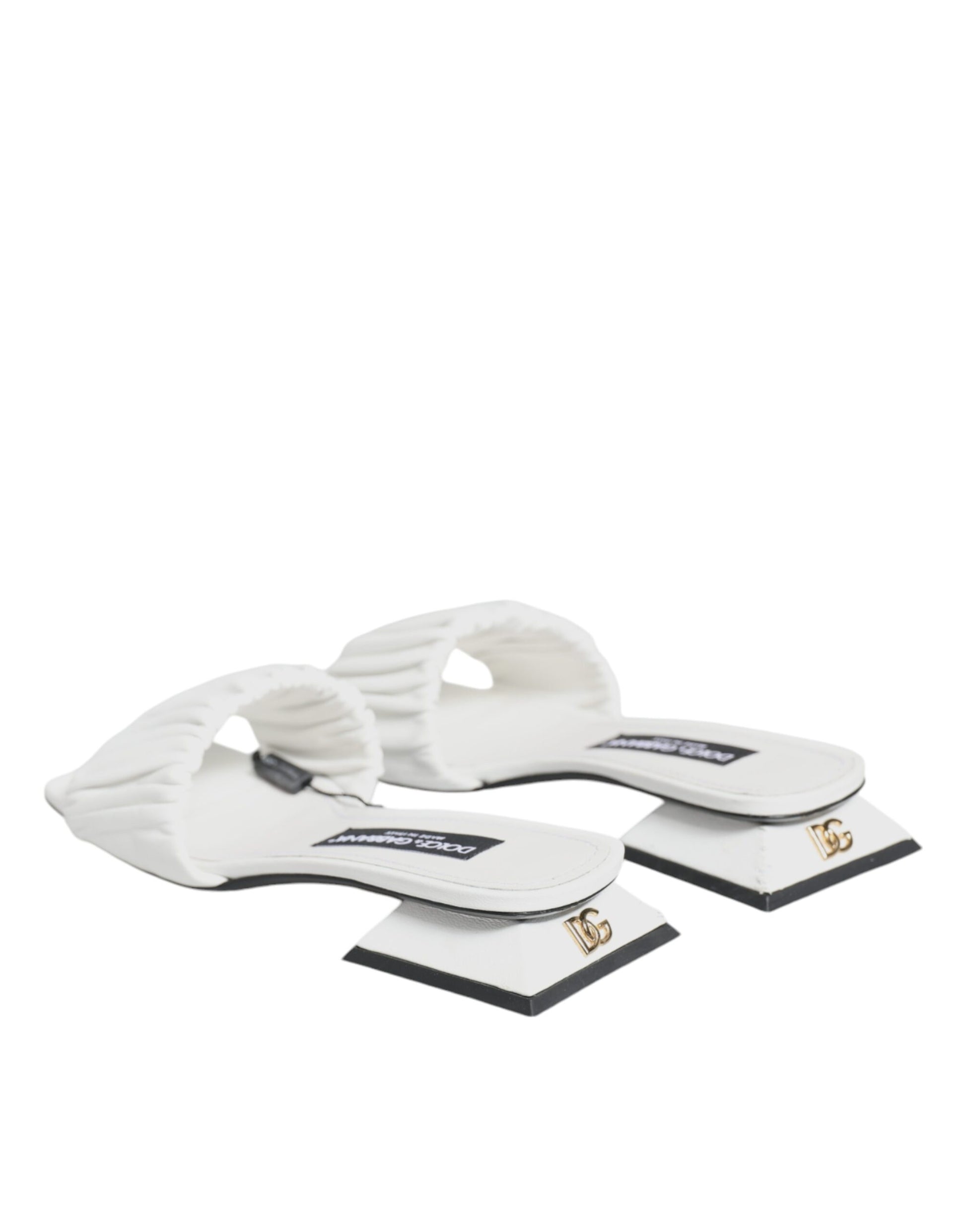 Dolce & Gabbana Sandales plates en cuir blanc