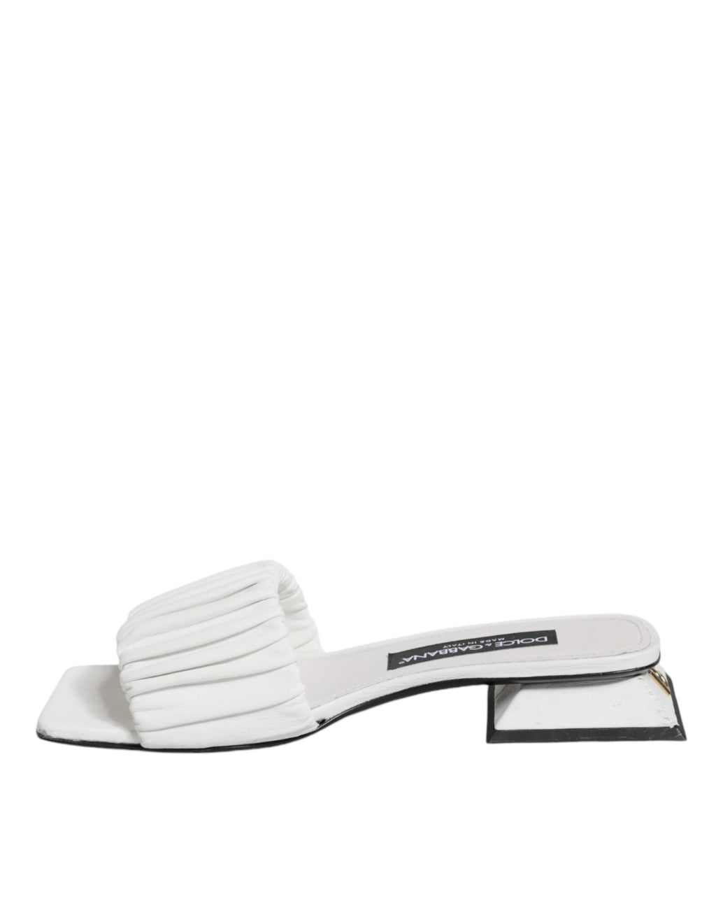 Dolce & Gabbana Sandales plates en cuir blanc