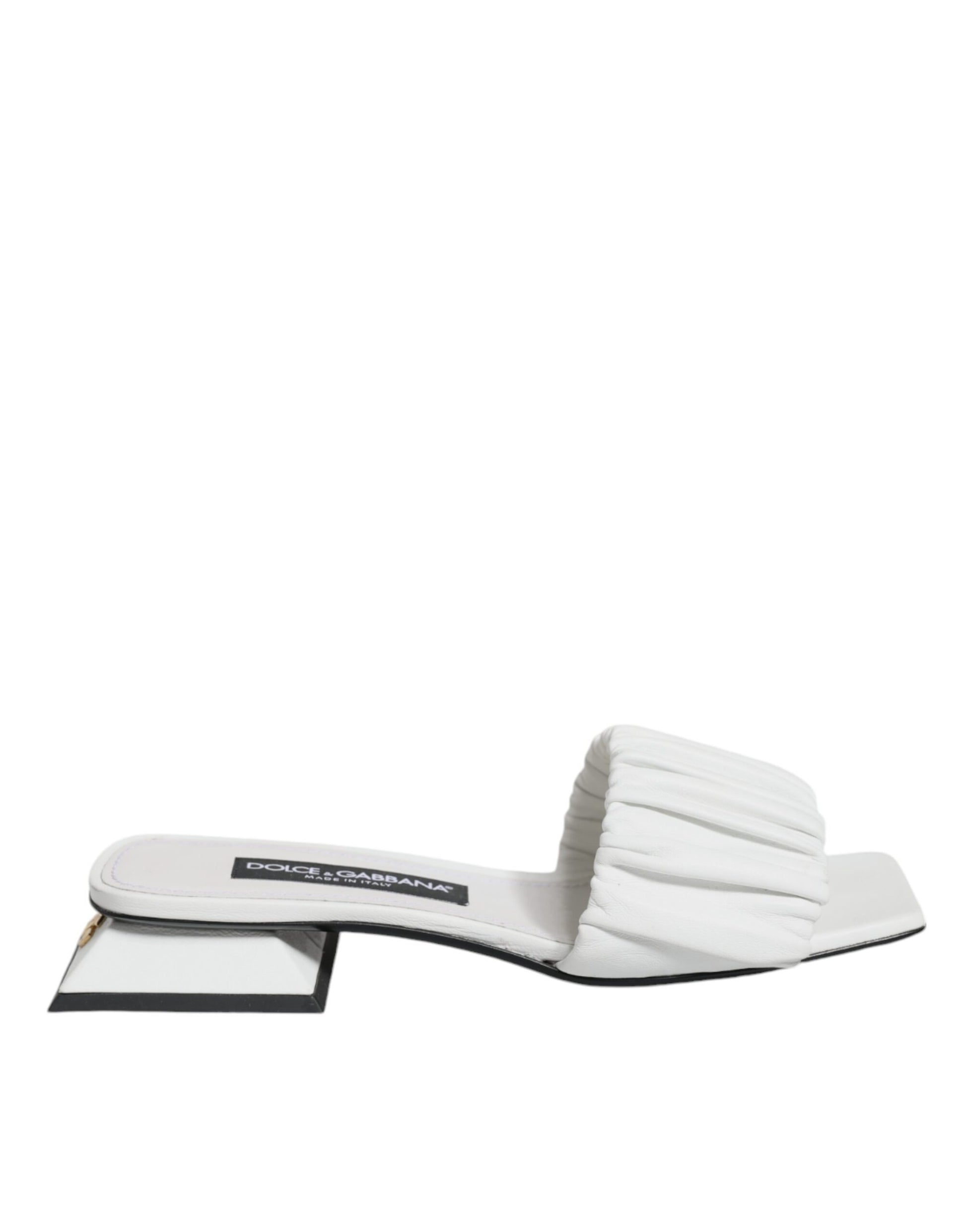 Dolce & Gabbana Sandales plates en cuir blanc