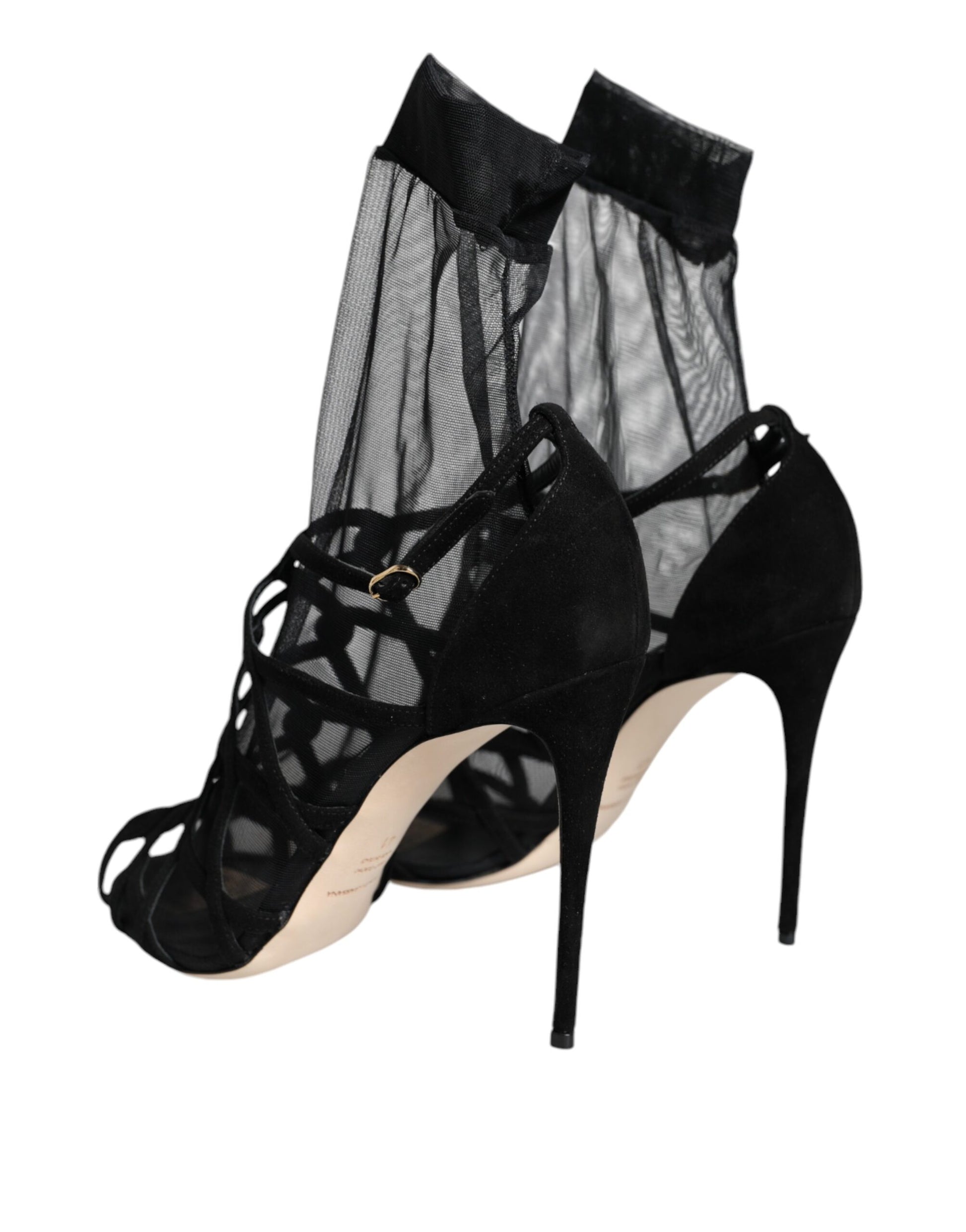 Dolce & Gabbana Sandales à talons en tulle extensible noir