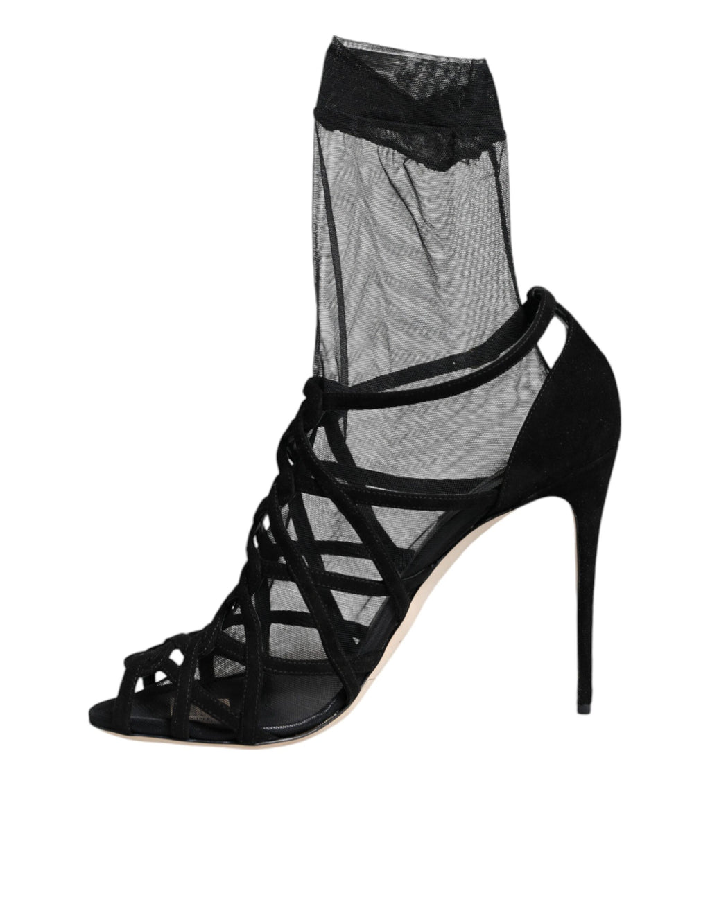 Dolce & Gabbana Sandales à talons en tulle extensible noir