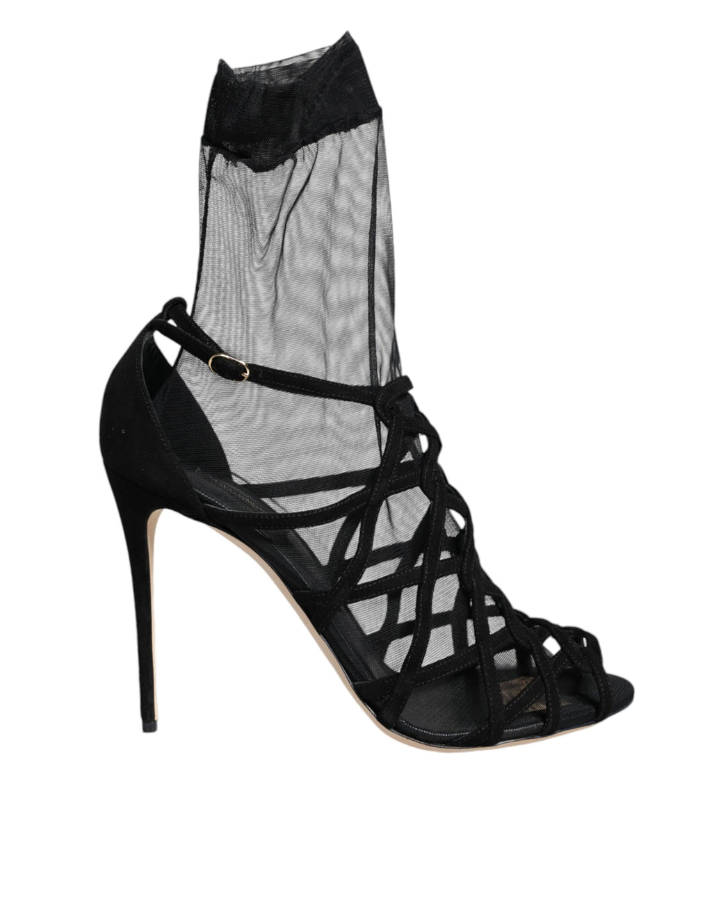 Dolce & Gabbana Sandales à talons en tulle extensible noir