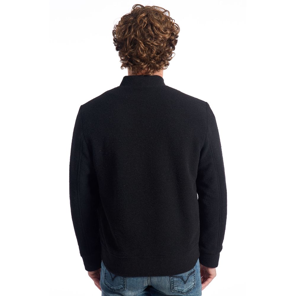 Roberto Pepe Luxury Black Bomber for Men detail view