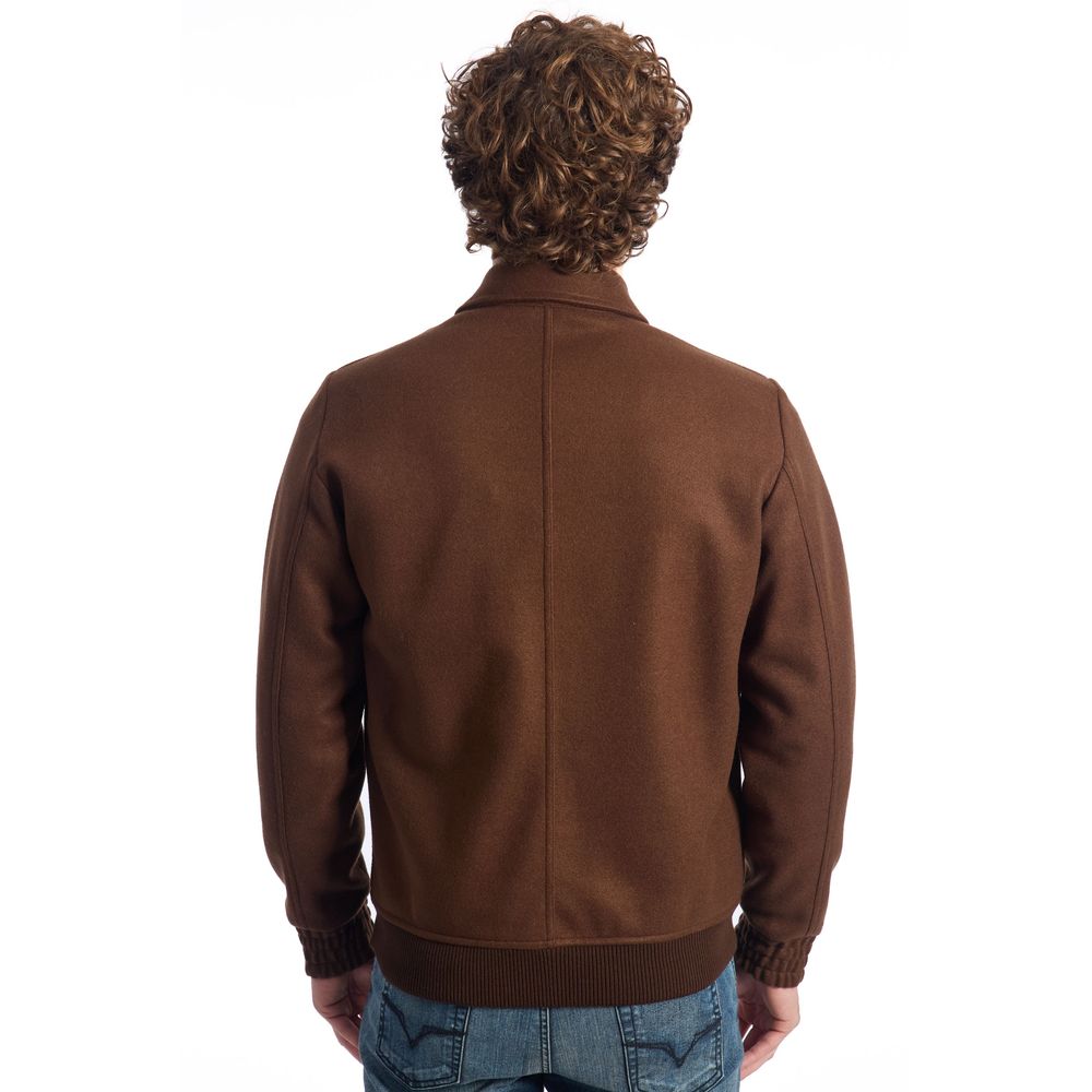Roberto Pepe Luxury Brown Coat for Men detail view