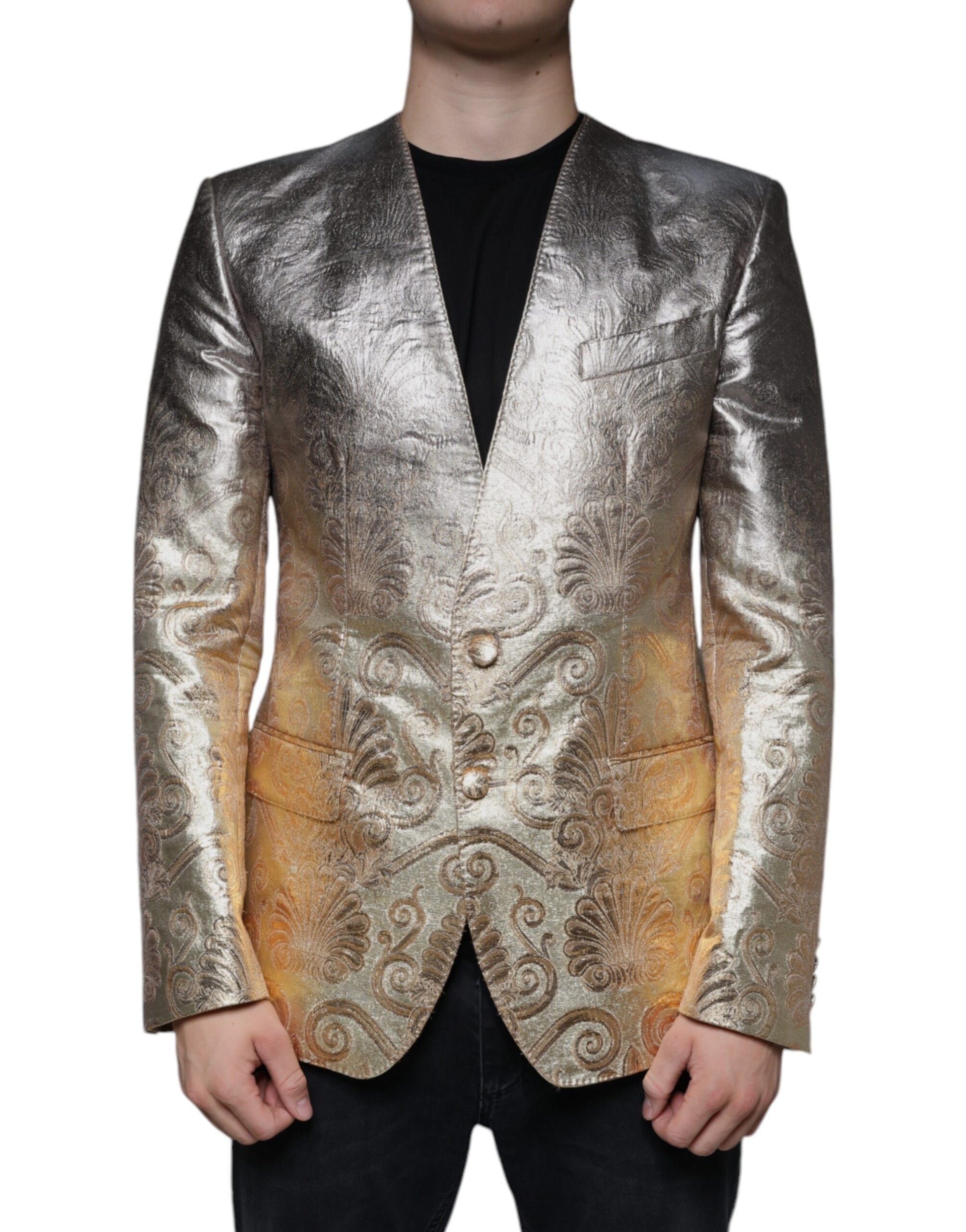 Blazer Robe Dolce & Gabbana Doré Jacquard à Simple Boutonnage
