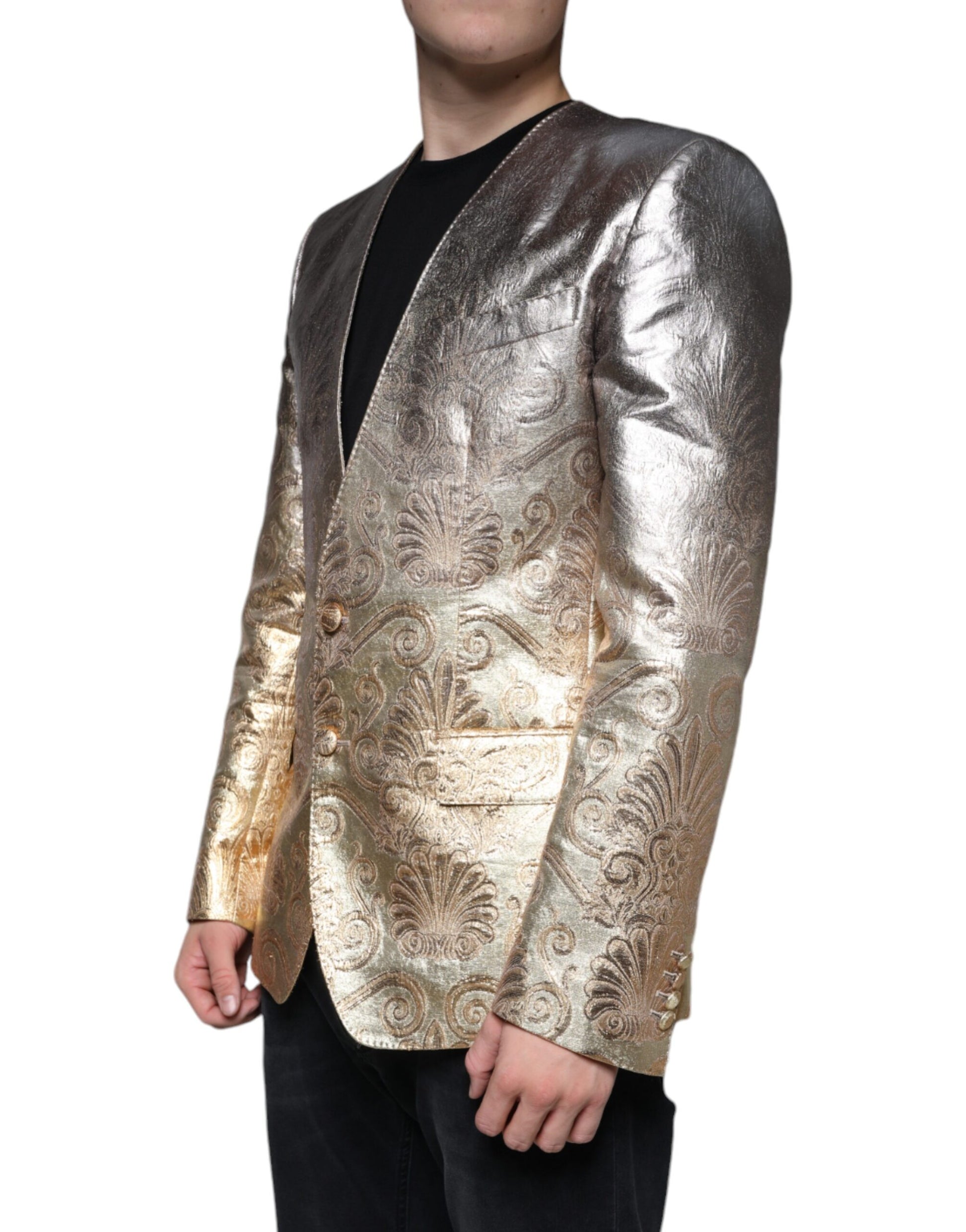 Blazer Robe Dolce & Gabbana Doré Jacquard à Simple Boutonnage