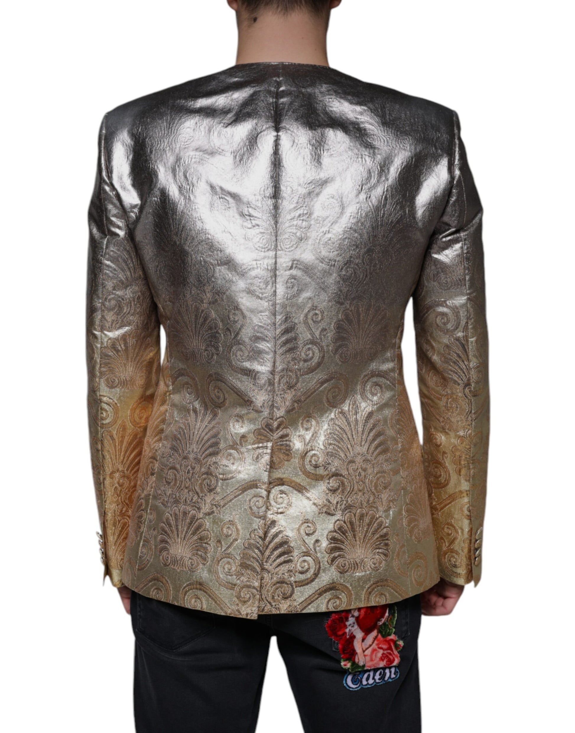 Blazer Robe Dolce & Gabbana Doré Jacquard à Simple Boutonnage