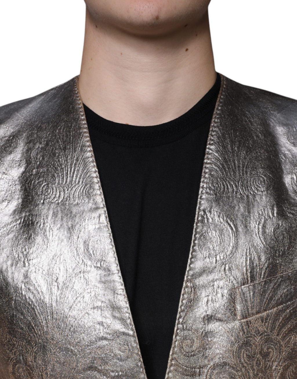 Blazer Robe Dolce & Gabbana Doré Jacquard à Simple Boutonnage