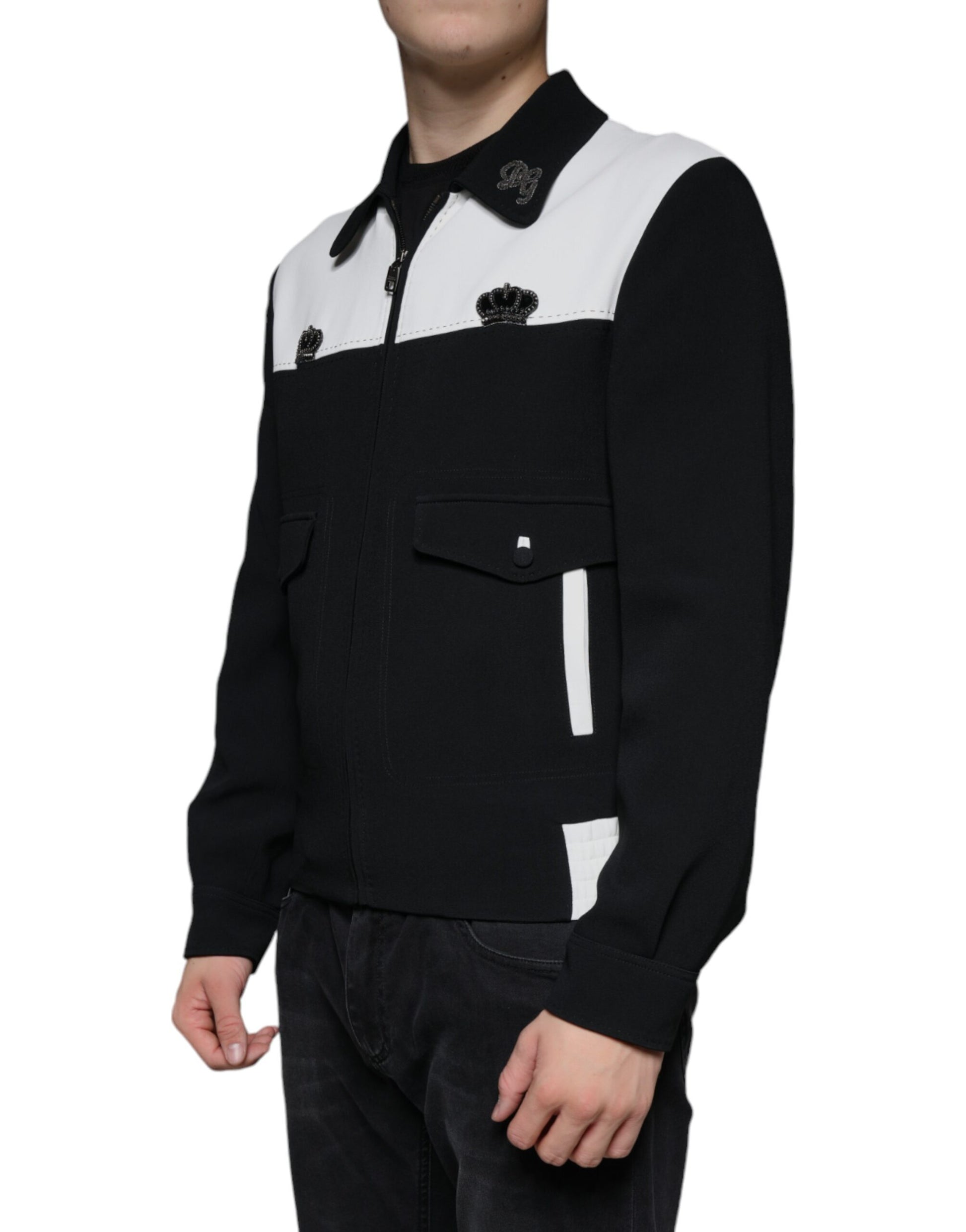 Dolce & Gabbana Black Biker Jackets for Men detail view