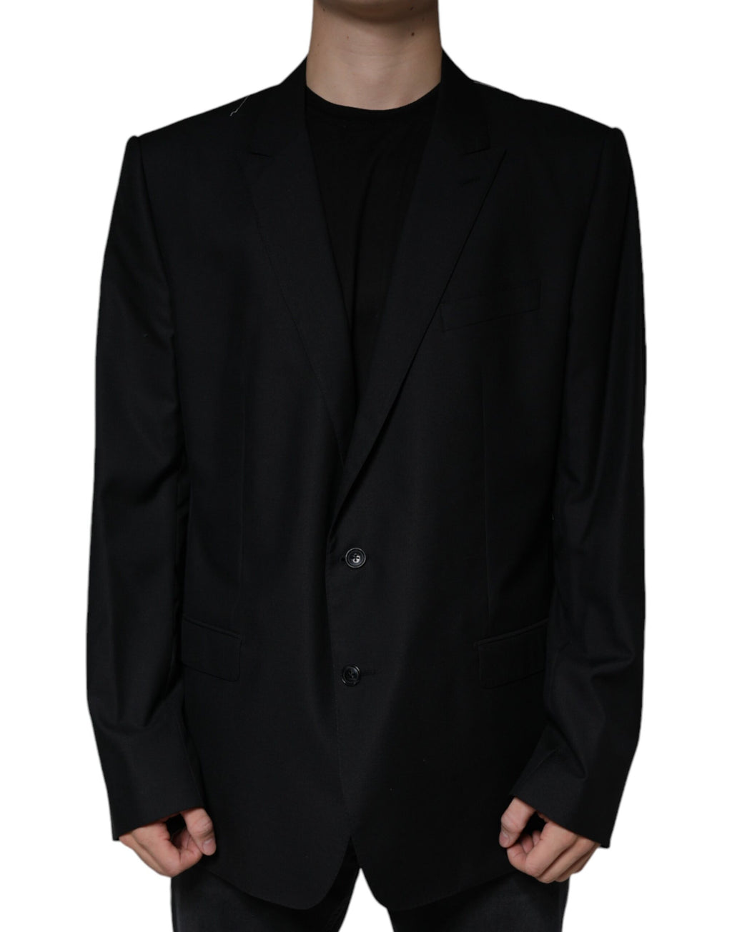 Dolce & Gabbana Blazer Manteau Homme Simple Boutonnage Laine Noire