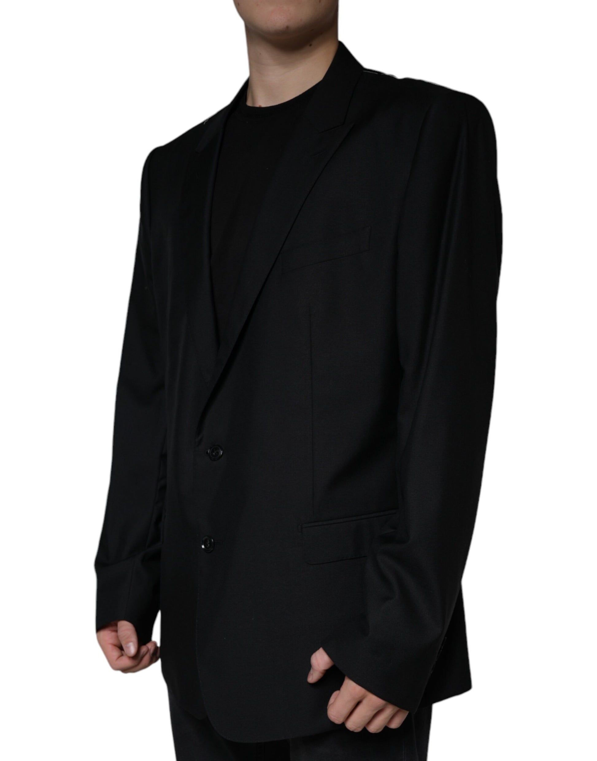 Dolce & Gabbana Blazer Manteau Homme Simple Boutonnage Laine Noire
