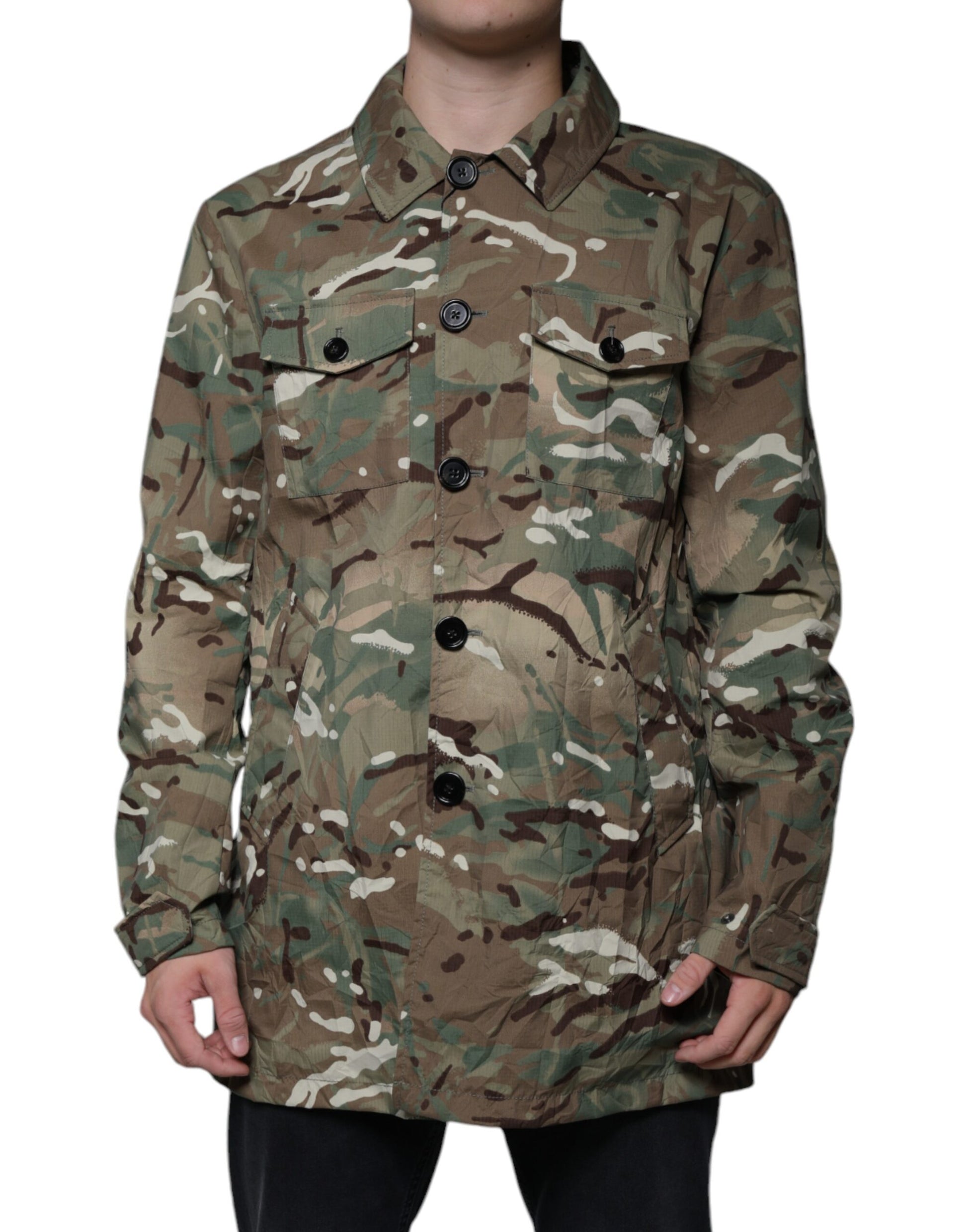 Dolce & Gabbana Veste Manteau à Col Camouflage Multicolore