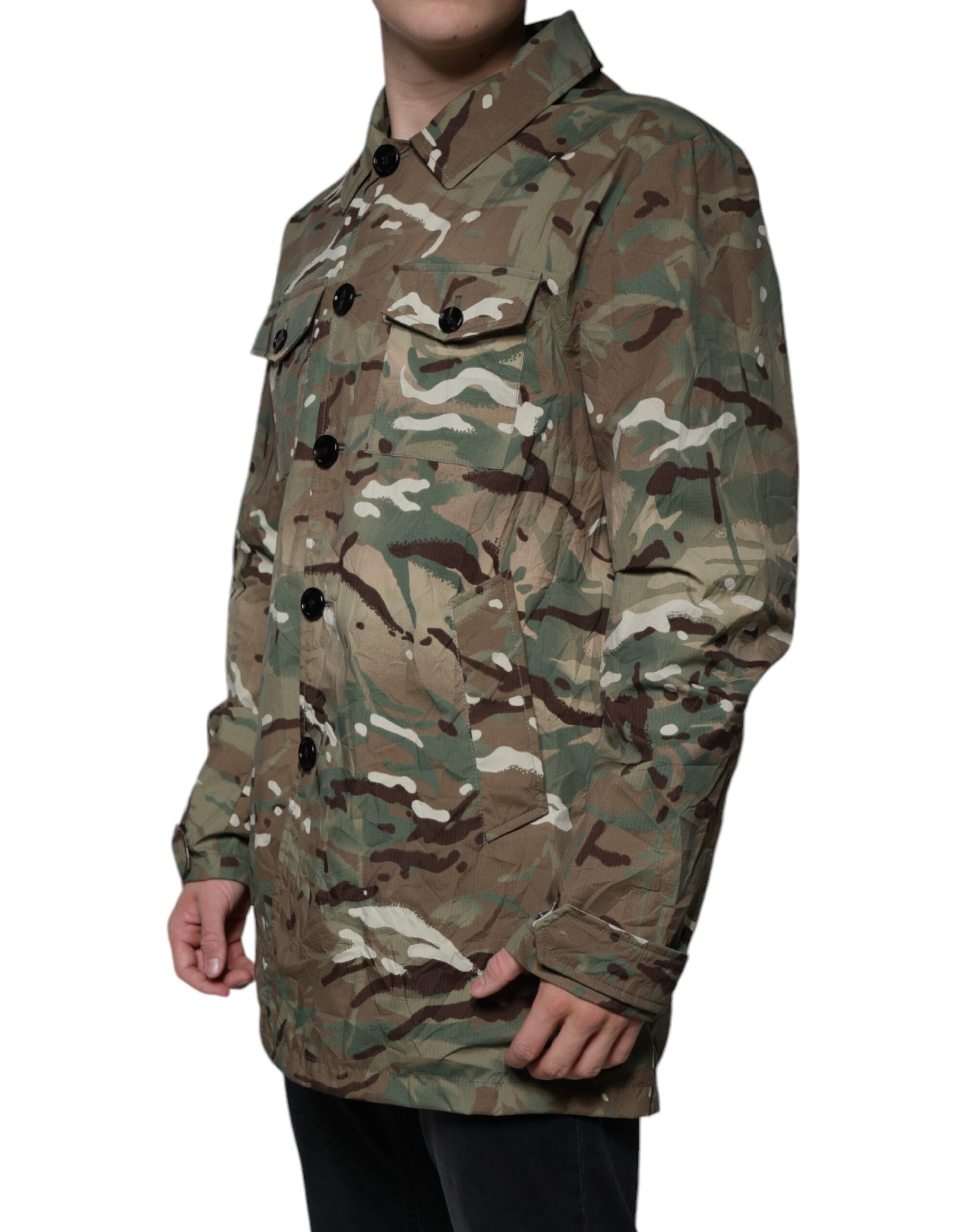 Dolce & Gabbana Veste Manteau à Col Camouflage Multicolore