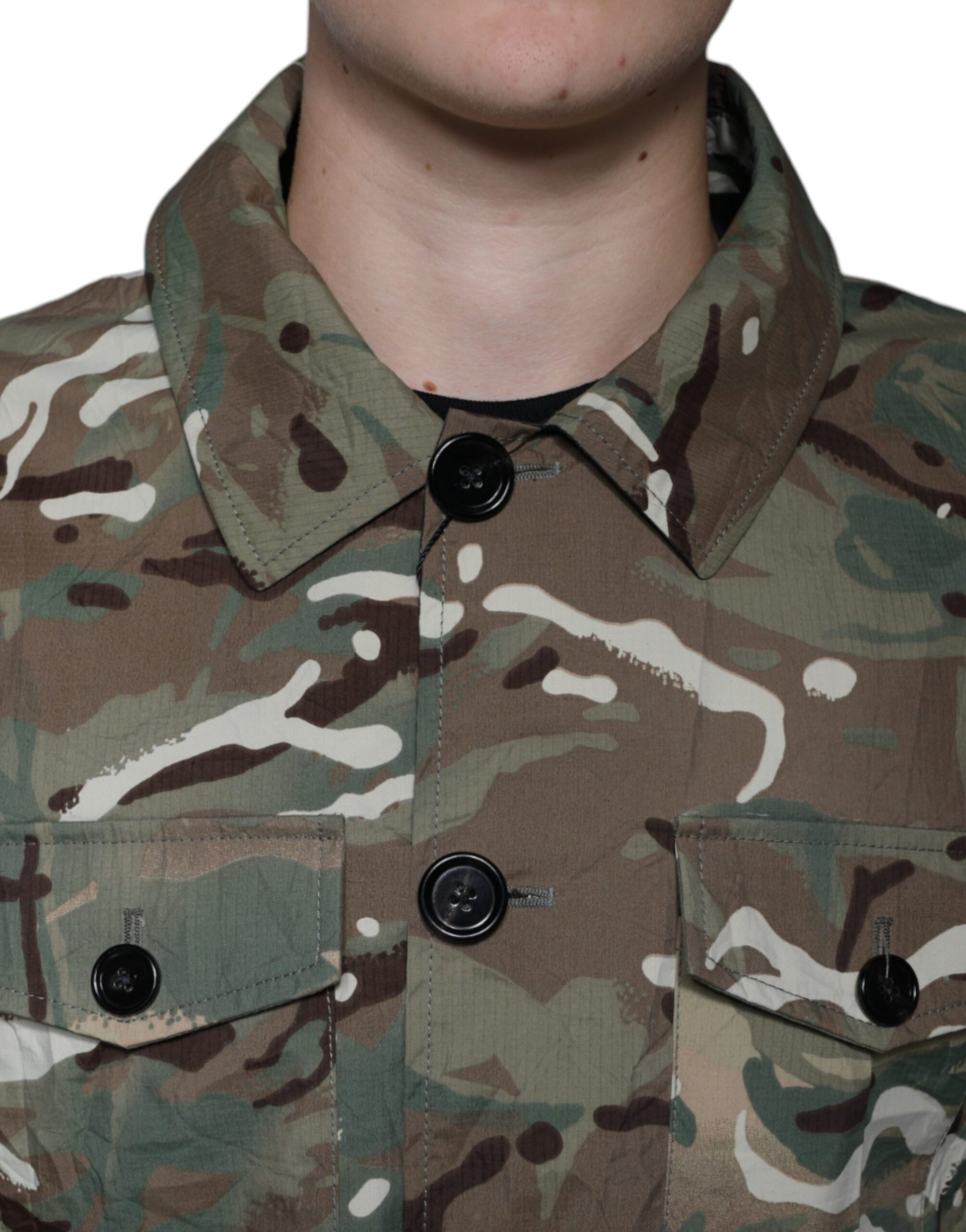 Dolce & Gabbana Veste Manteau à Col Camouflage Multicolore