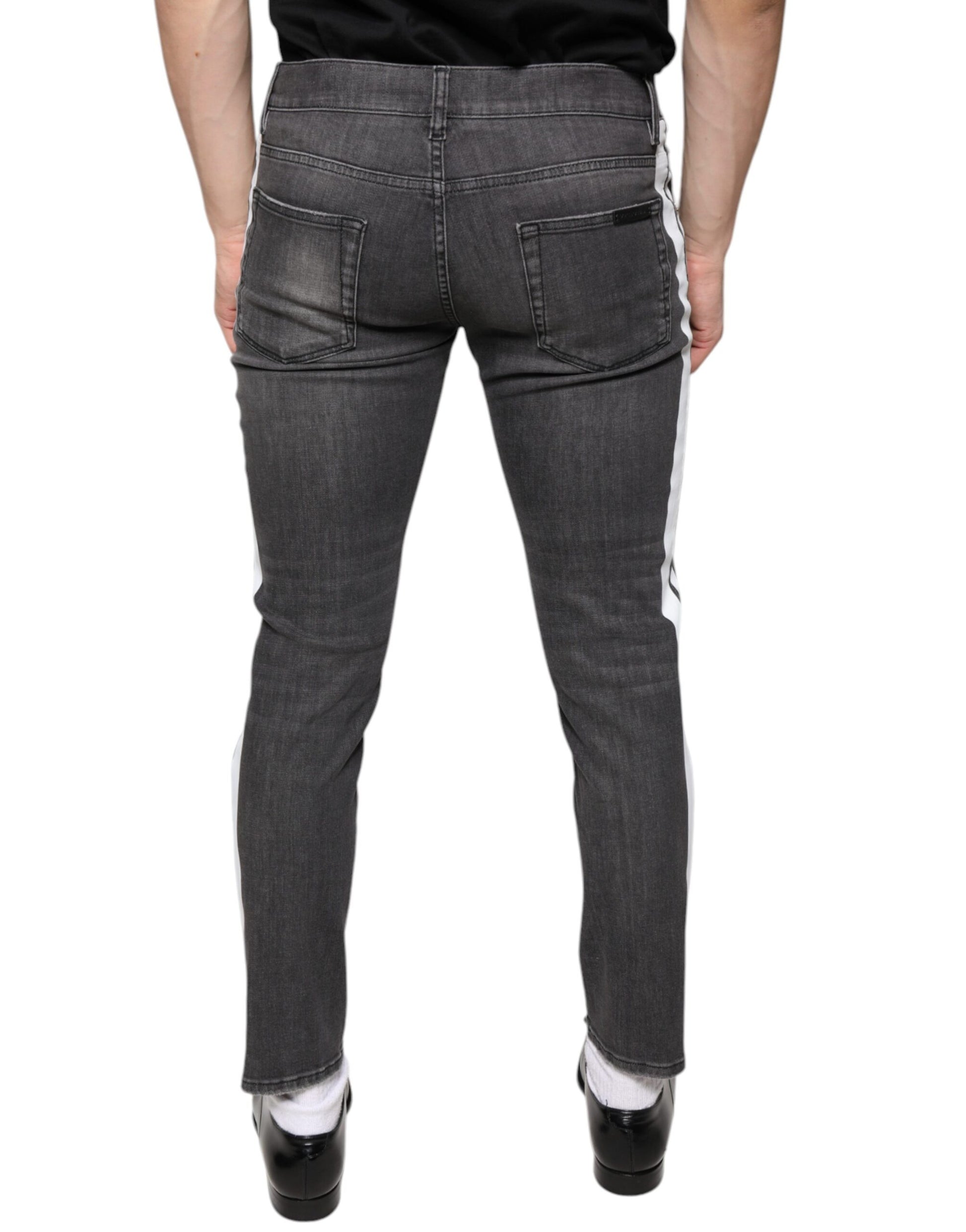 Jean slim en denim en coton noir déchiré Dolce & Gabbana pour homme
