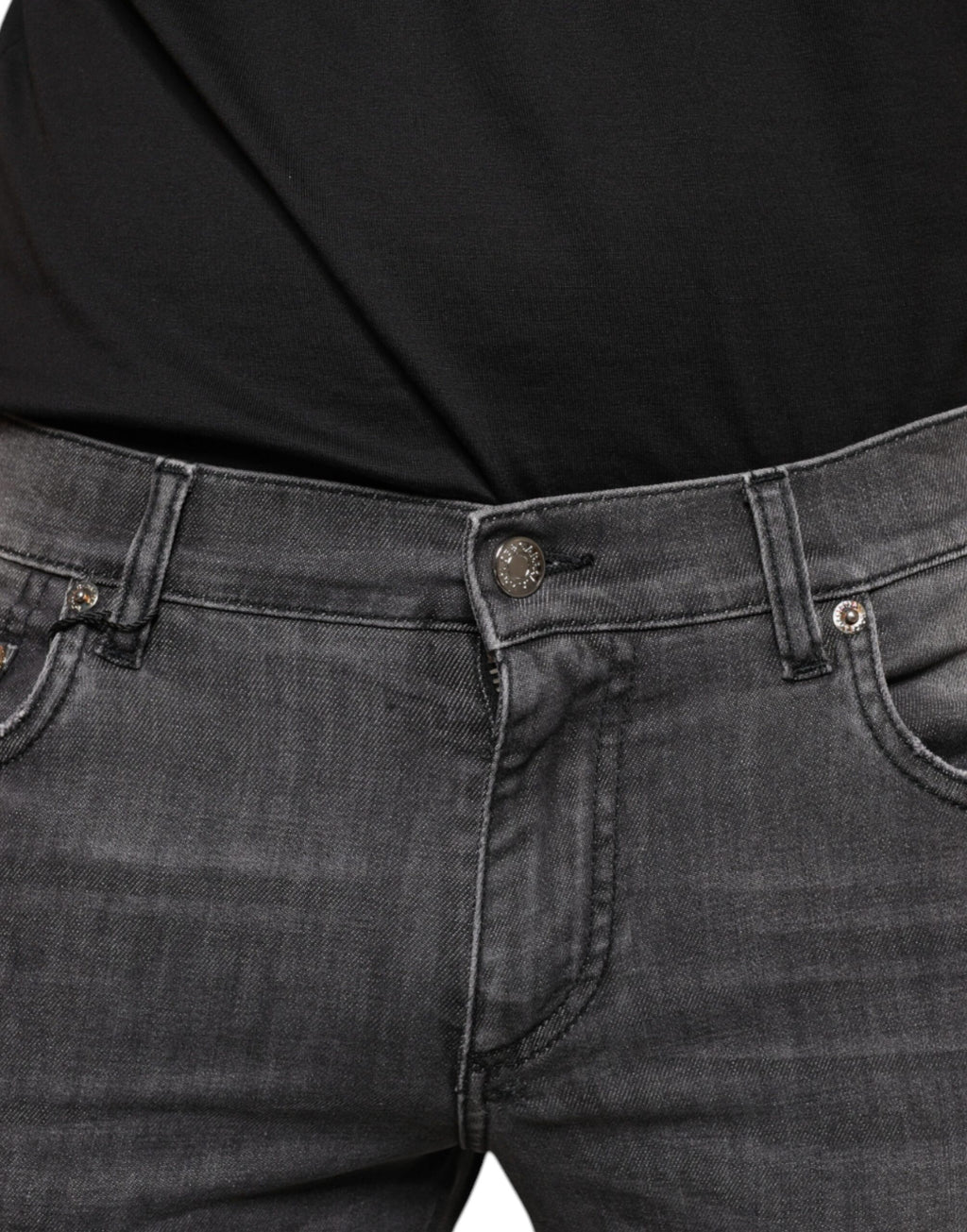 Jean slim en denim en coton noir déchiré Dolce & Gabbana pour homme