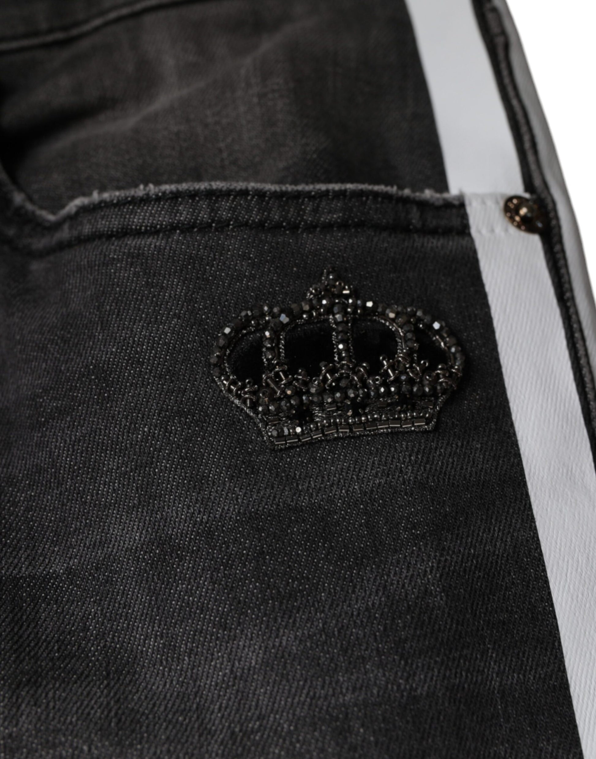 Jean slim en denim en coton noir déchiré Dolce & Gabbana pour homme