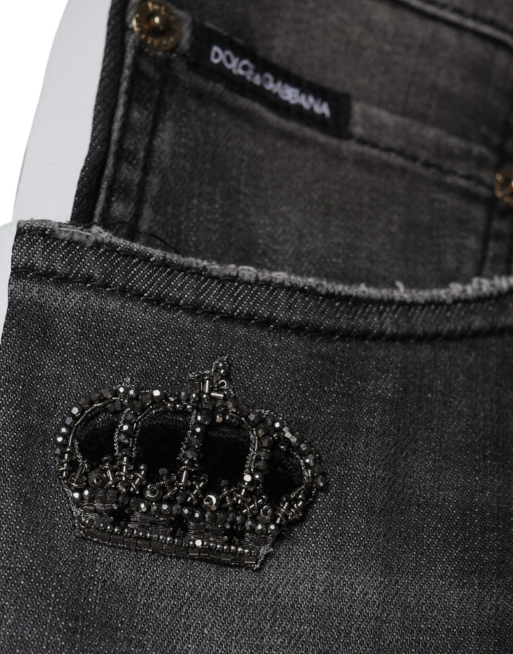 Jean slim en denim en coton noir déchiré Dolce & Gabbana pour homme