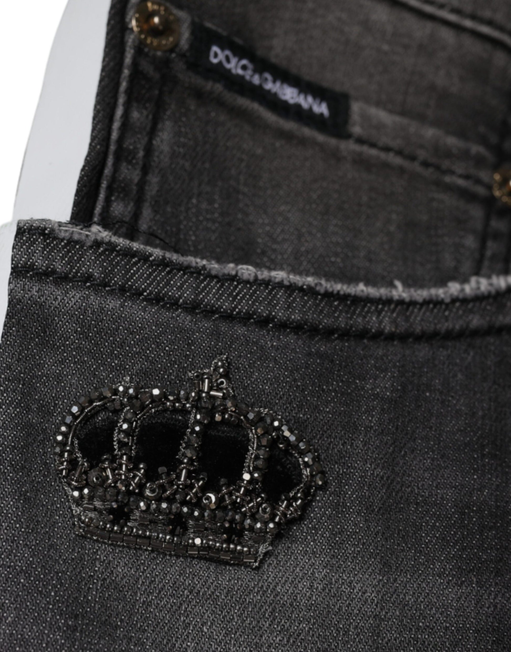 Jean slim en denim en coton noir déchiré Dolce & Gabbana pour homme