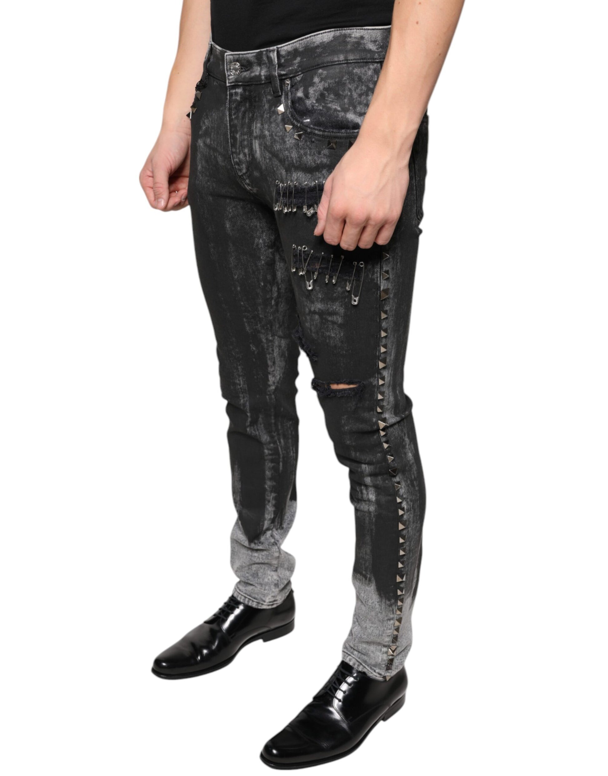 Dolce & Gabbana Black Skinny Jeans for Men detail view