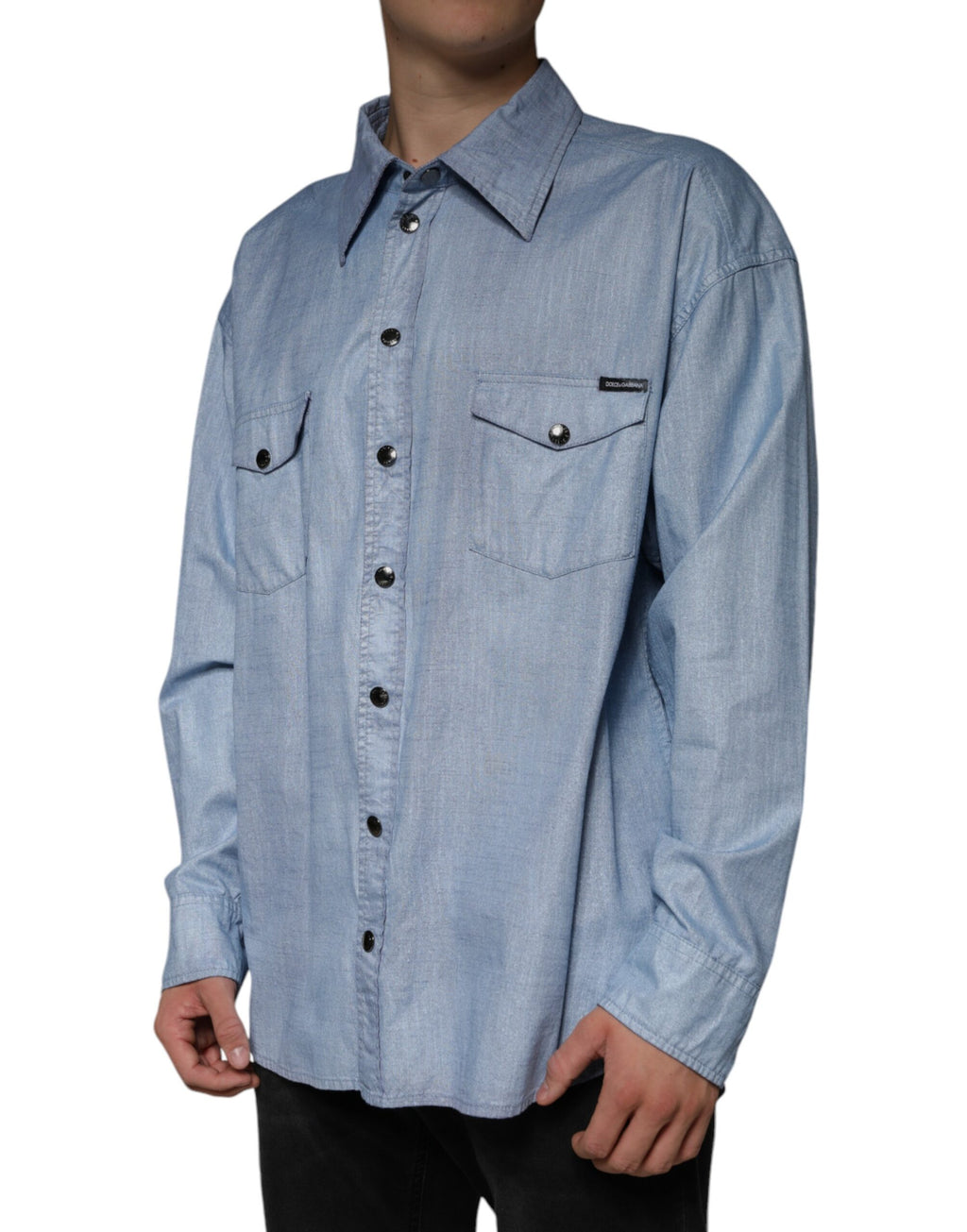 Dolce & Gabbana Blue Long Sleeve T-Shirt for Men detail view