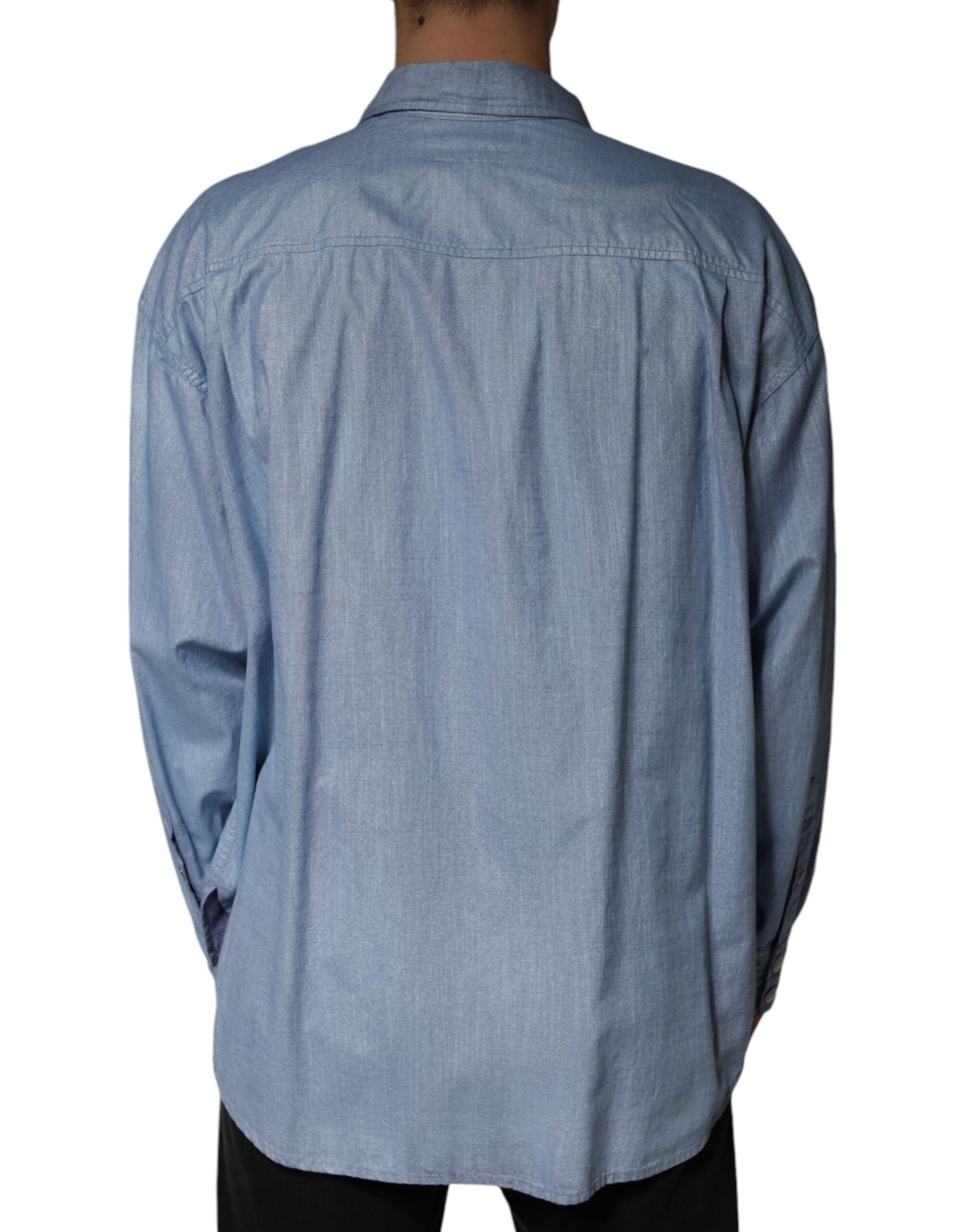 Dolce & Gabbana Blue Long Sleeve T-Shirt for Men side view