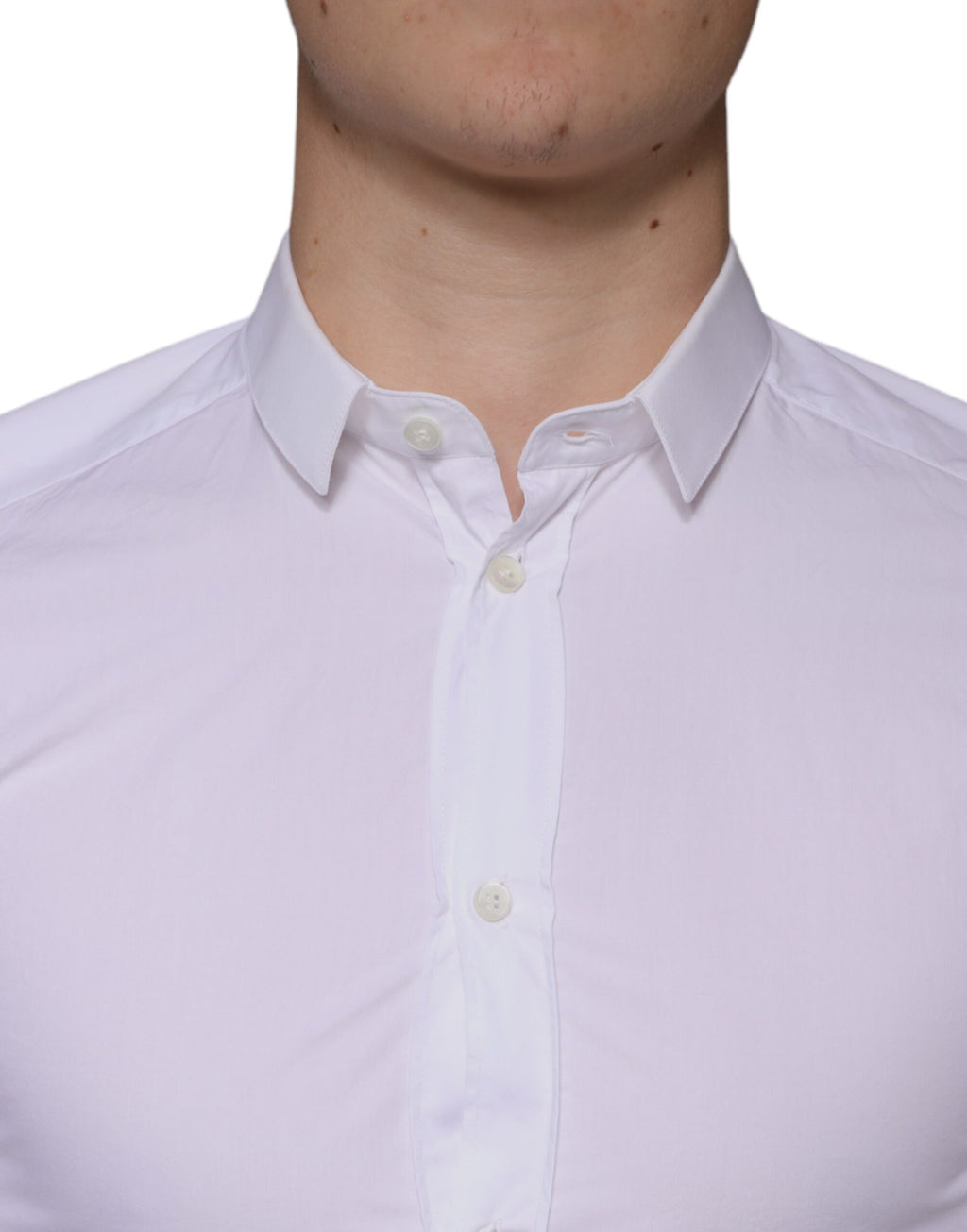 Robe Dolce & Gabbana en coton blanc Chemise habillée dorée à col
