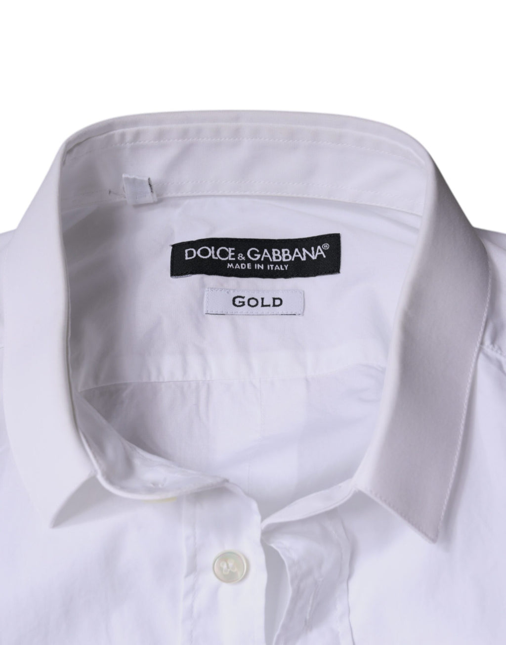 Robe Dolce & Gabbana en coton blanc Chemise habillée dorée à col