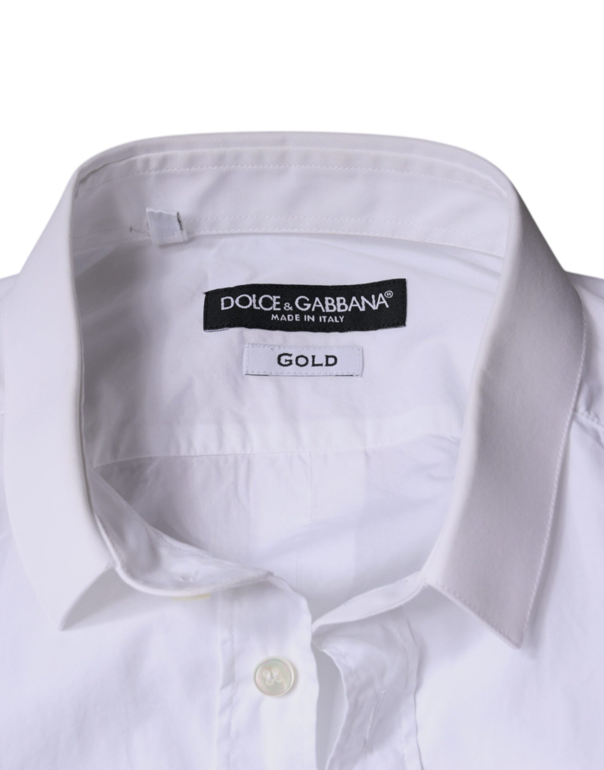 Robe Dolce & Gabbana en coton blanc Chemise habillée dorée à col