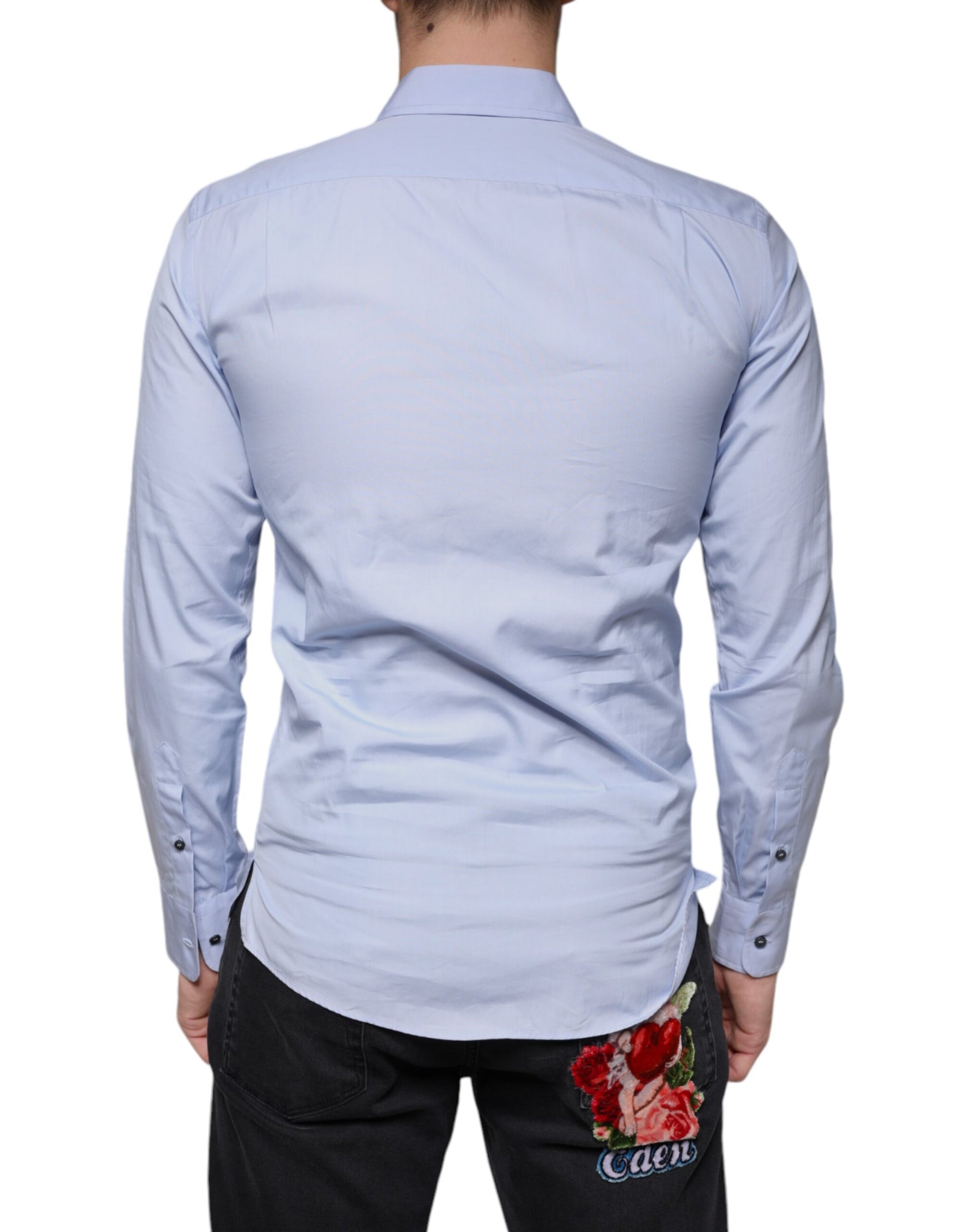 Dolce & Gabbana Blue Dress Shirt for Men side view