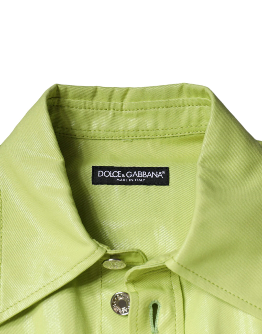 Chemise boutonnée à col en coton vert Dolce & Gabbana pour homme