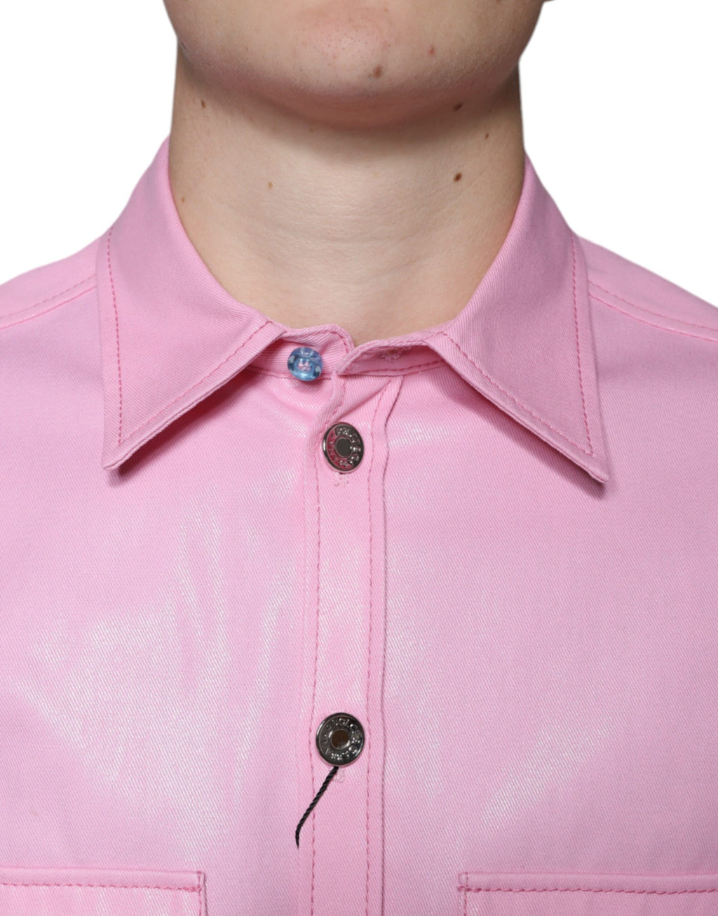 Chemise boutonnée à col en coton rose Dolce & Gabbana