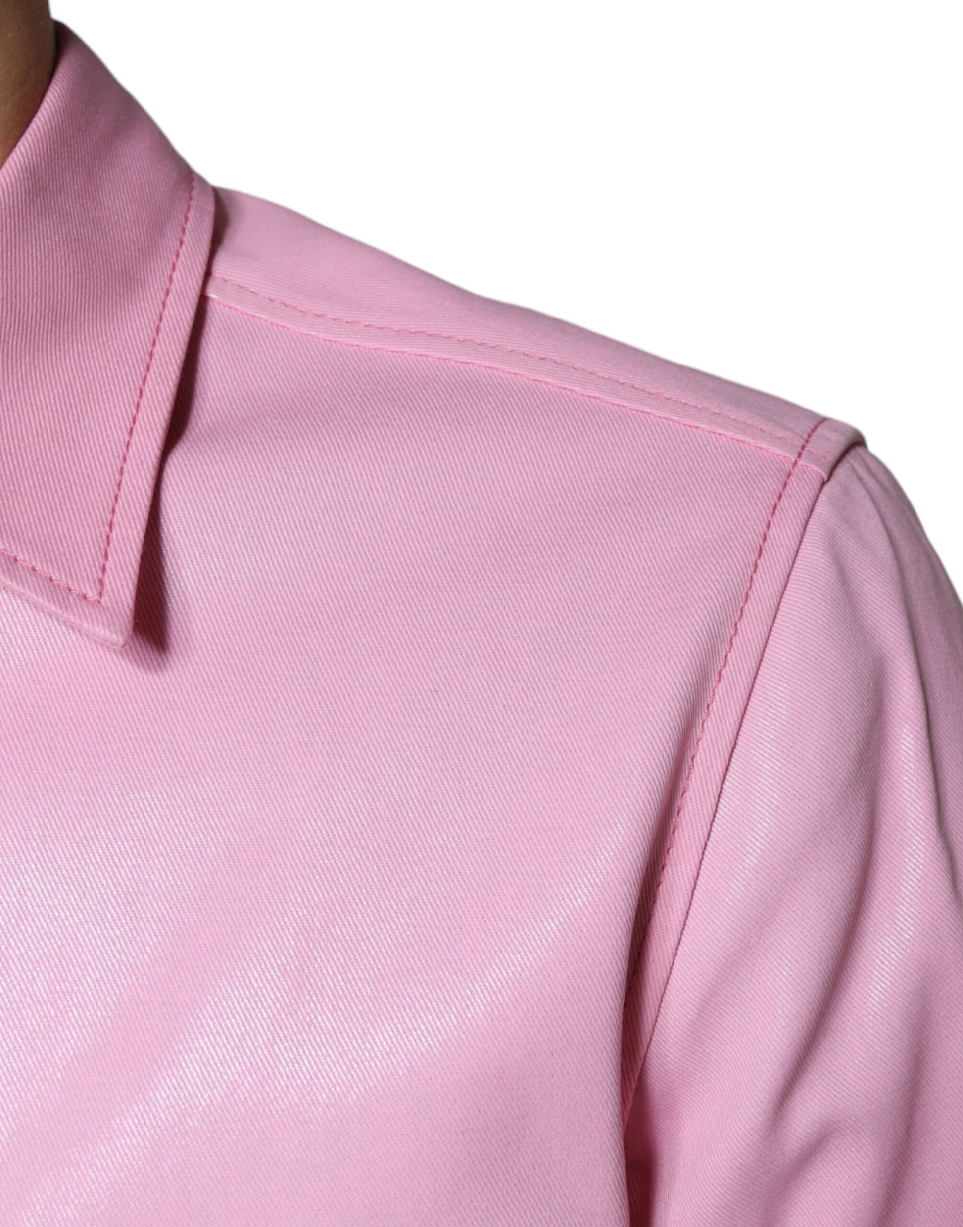 Chemise boutonnée à col en coton rose Dolce & Gabbana