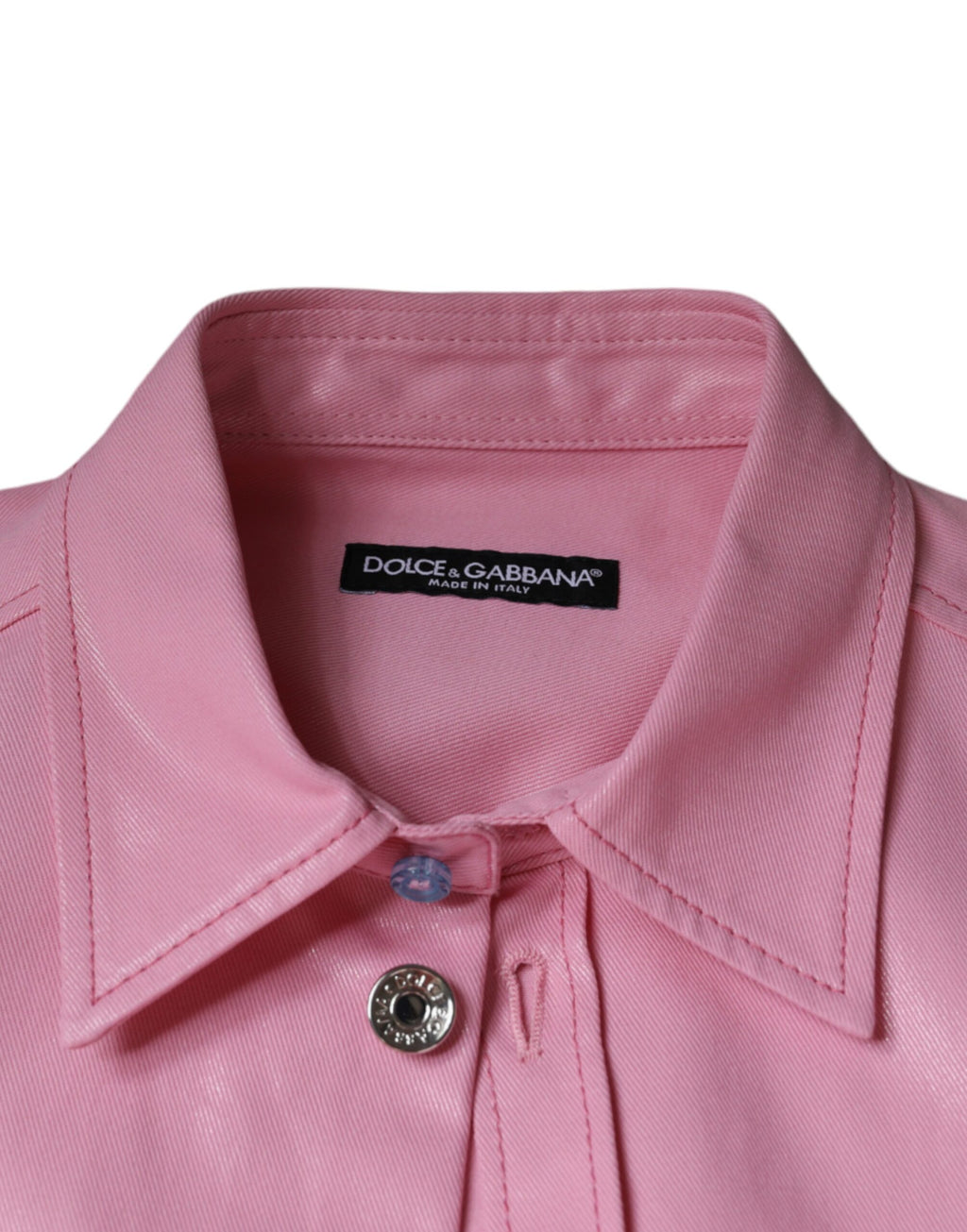 Chemise boutonnée à col en coton rose Dolce & Gabbana