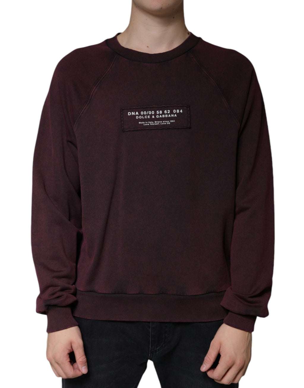 Sweat-shirt Dolce & Gabbana bordeaux à col rond pour homme avec logo