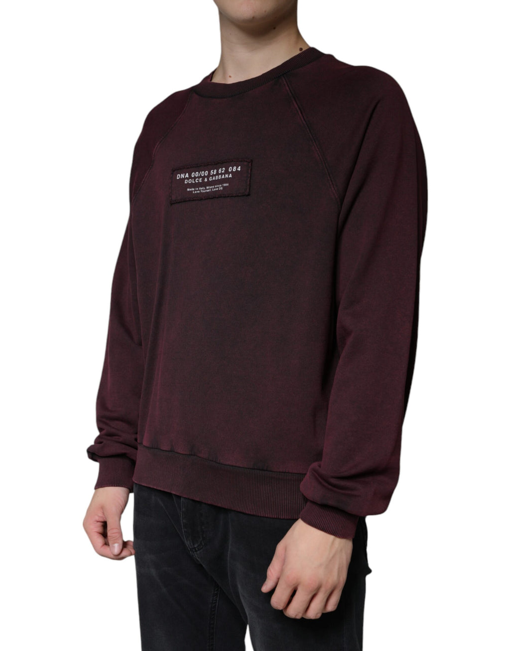 Sweat-shirt Dolce & Gabbana bordeaux à col rond pour homme avec logo