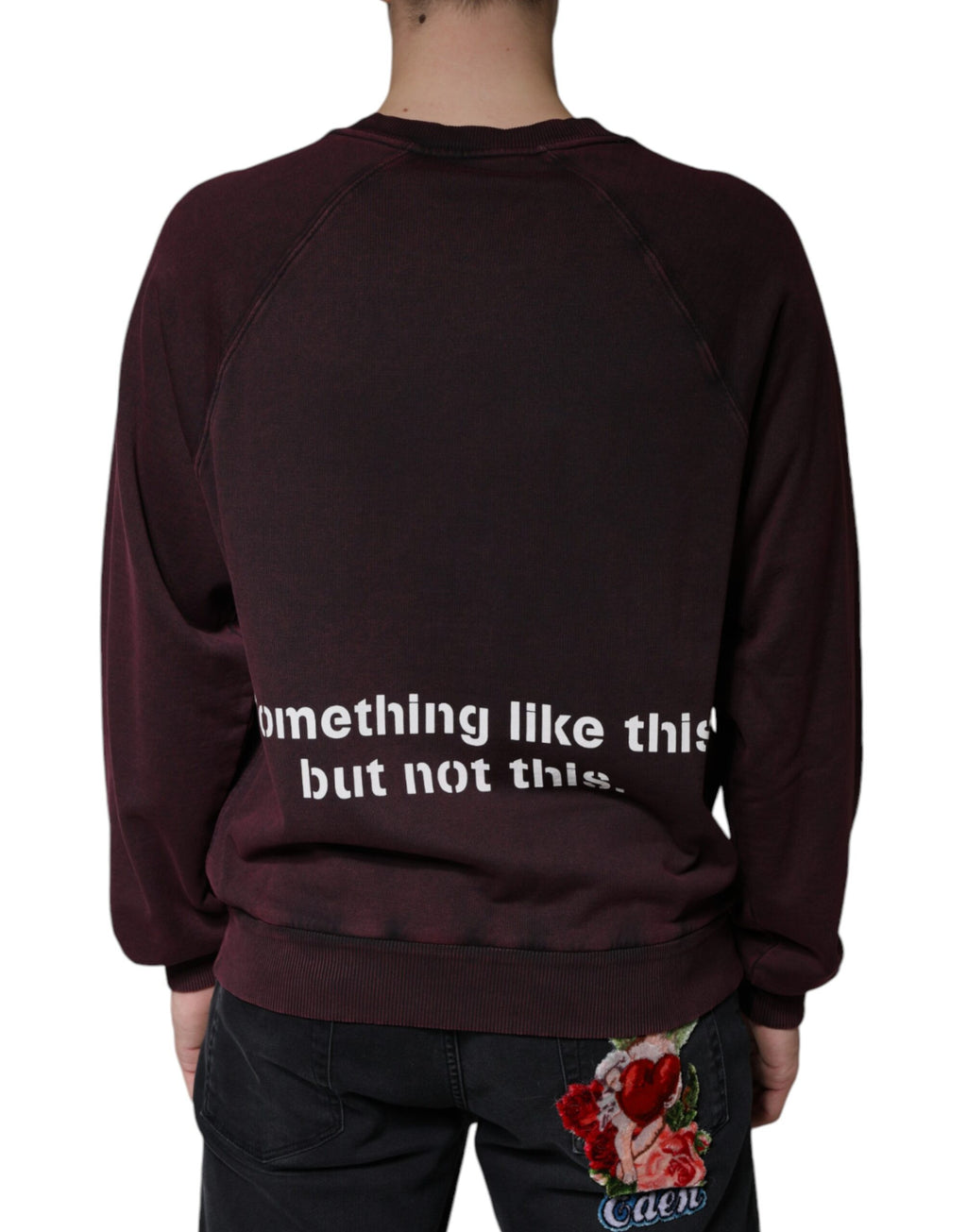 Sweat-shirt Dolce & Gabbana bordeaux à col rond pour homme avec logo